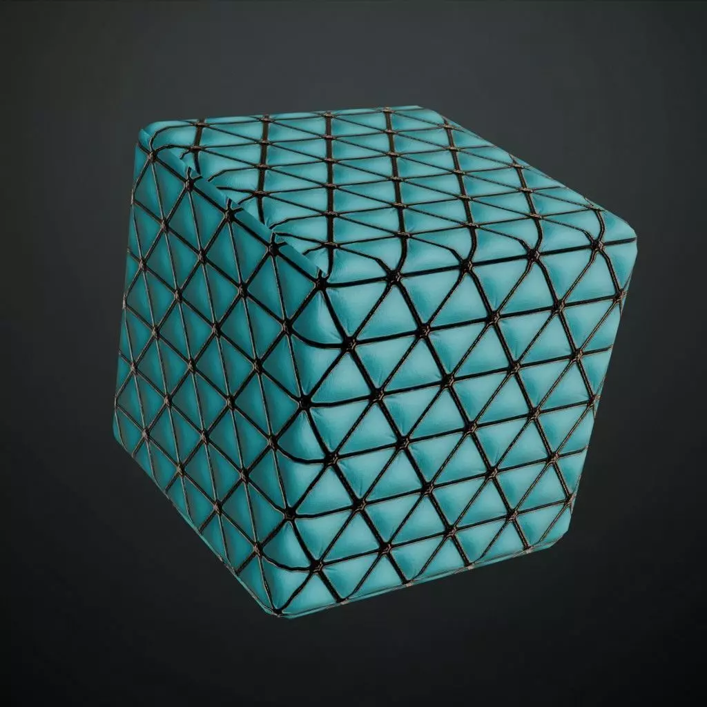 Sci-Fi Blue Padded Wall Panel PBR Seamless Texture_4