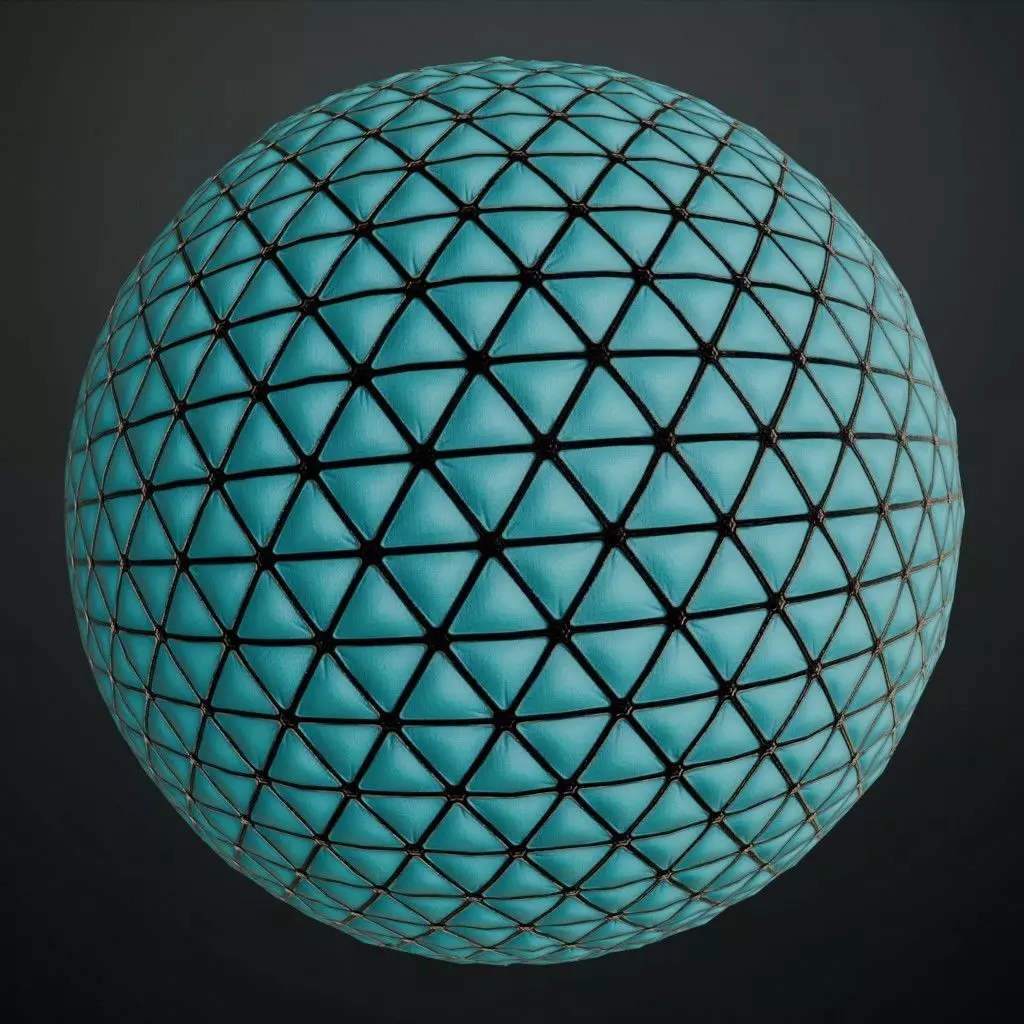 Sci-Fi Blue Padded Wall Panel PBR Seamless Texture_0