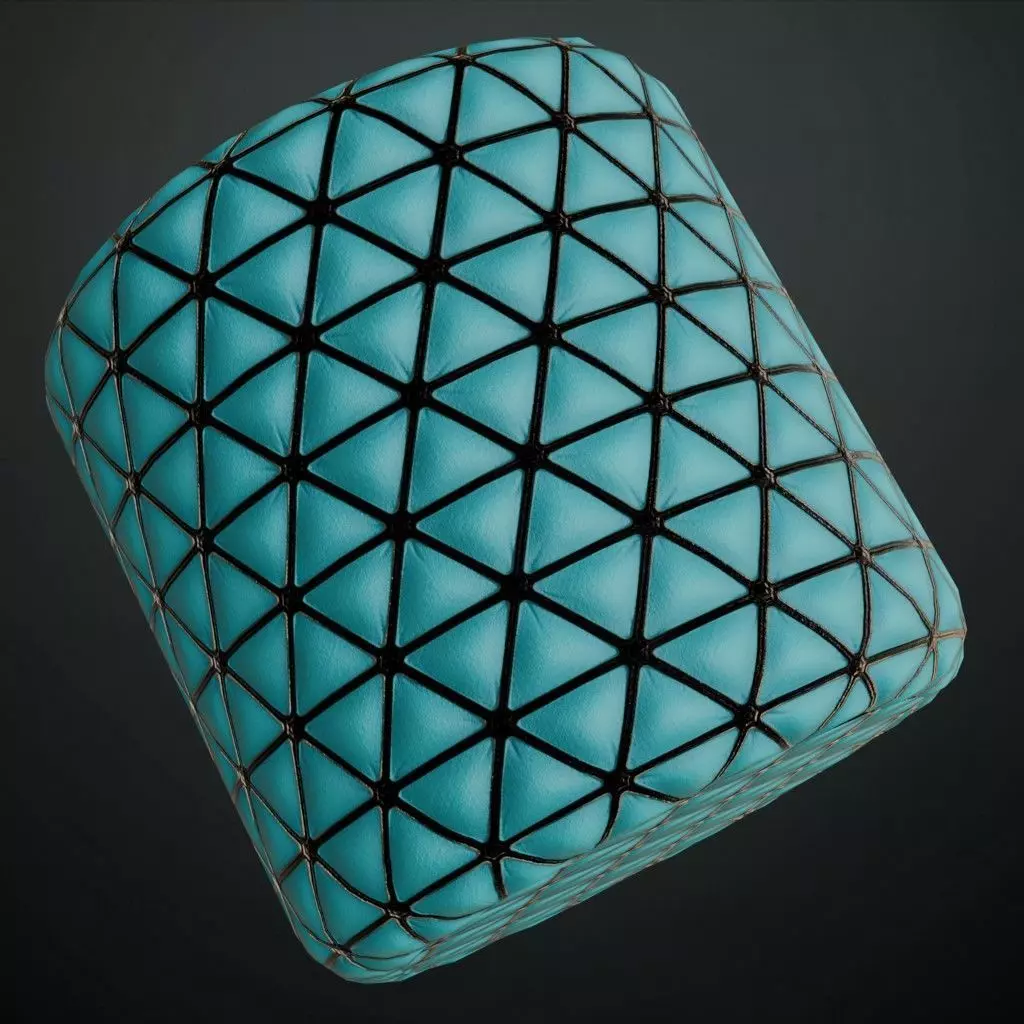 Sci-Fi Blue Padded Wall Panel PBR Seamless Texture_1