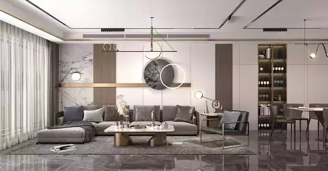 Living Room and Dining Room Scene