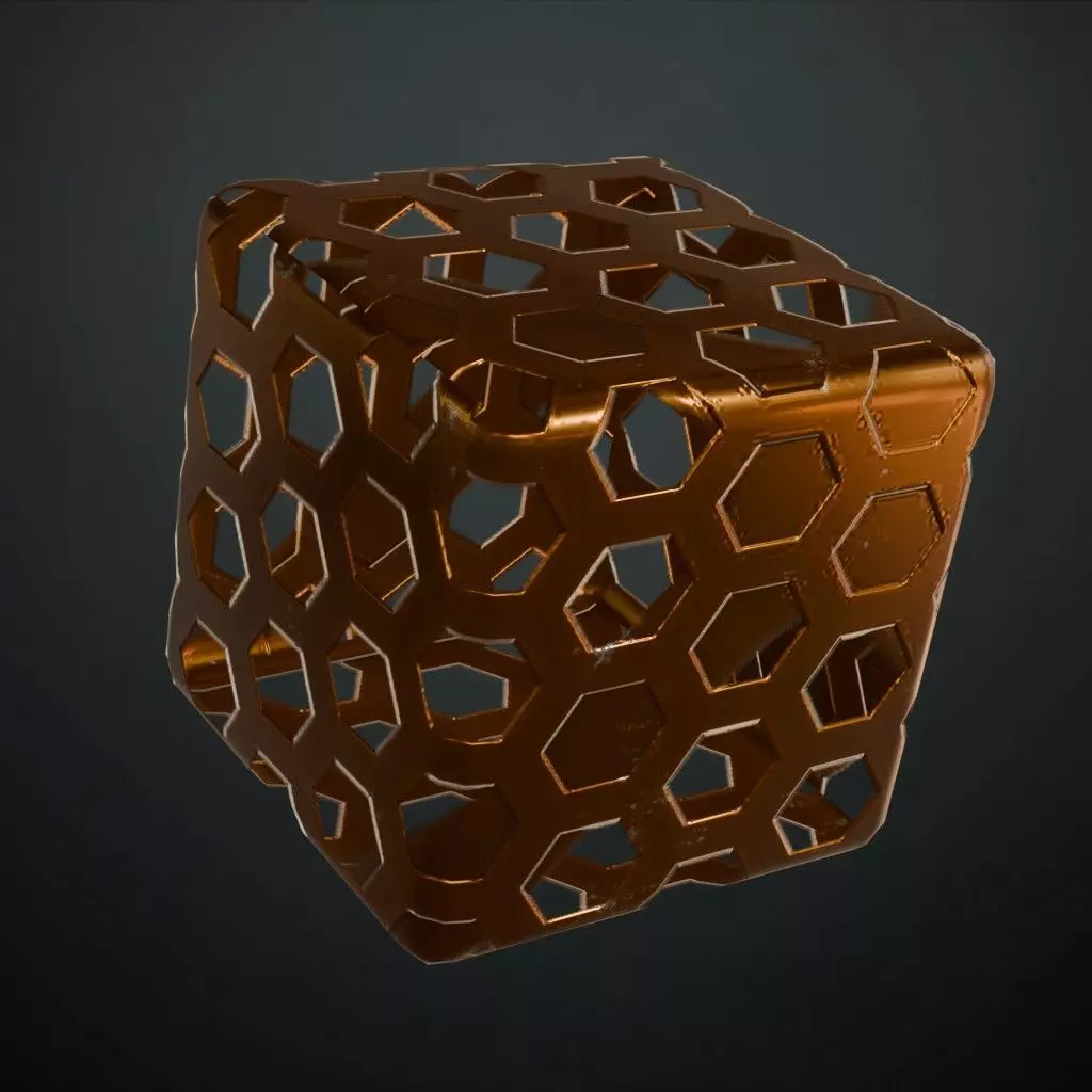 Copper Hexagon Grill Perforated PBR Seamless Texture_4
