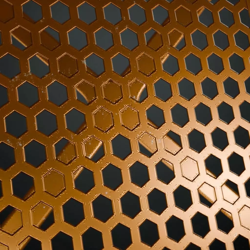 Copper Hexagon Grill Perforated PBR Seamless Texture_3