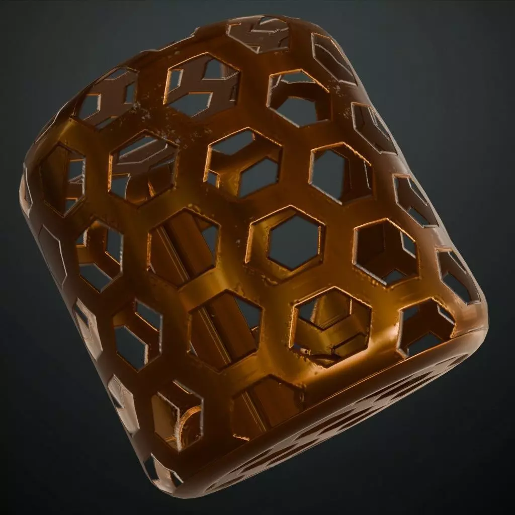 Copper Hexagon Grill Perforated PBR Seamless Texture_1