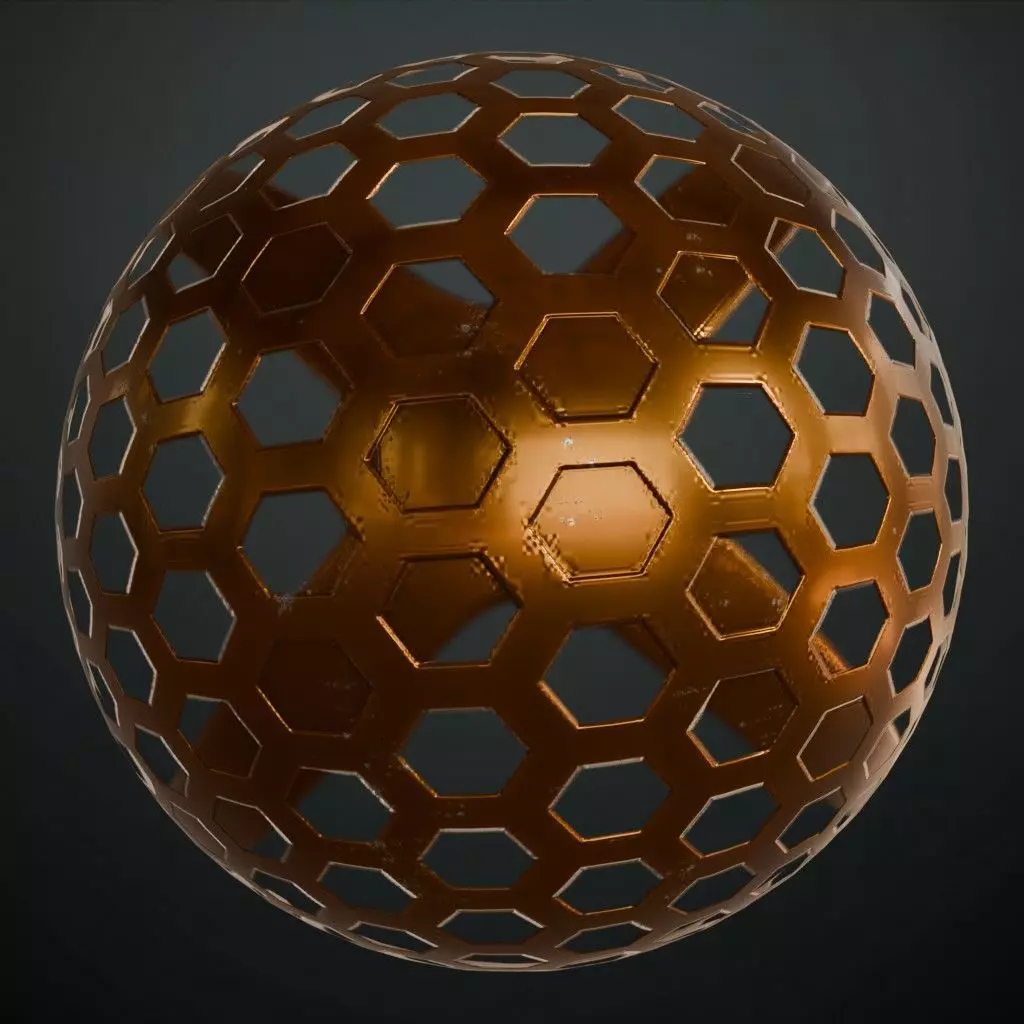 Copper Hexagon Grill Perforated PBR Seamless Texture_0