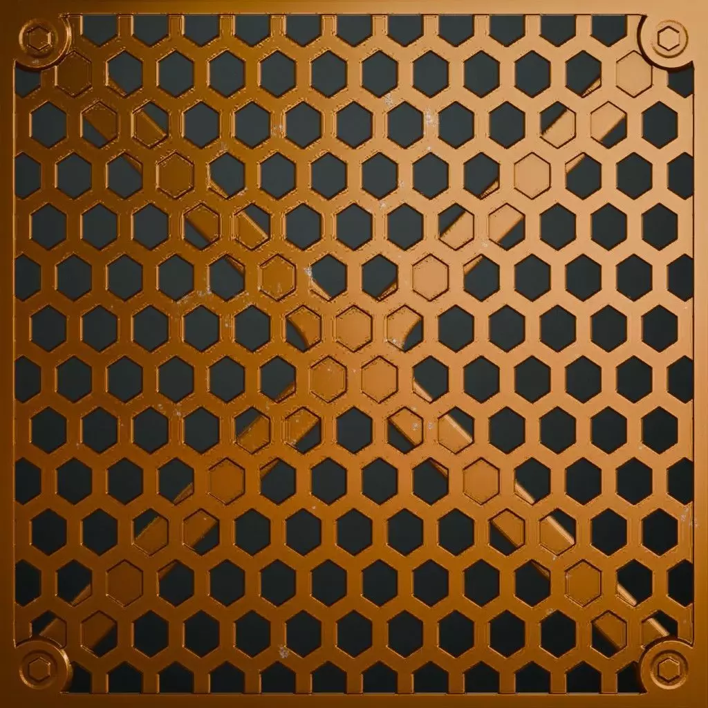 Copper Hexagon Grill Perforated PBR Seamless Texture_2