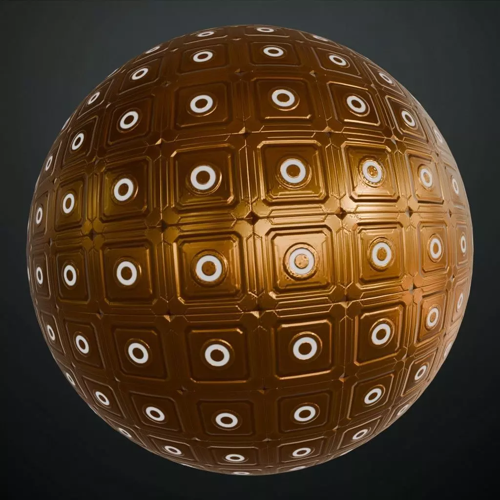 Sci-Fi Copper Panel Glowing PBR Seamless Texture_0