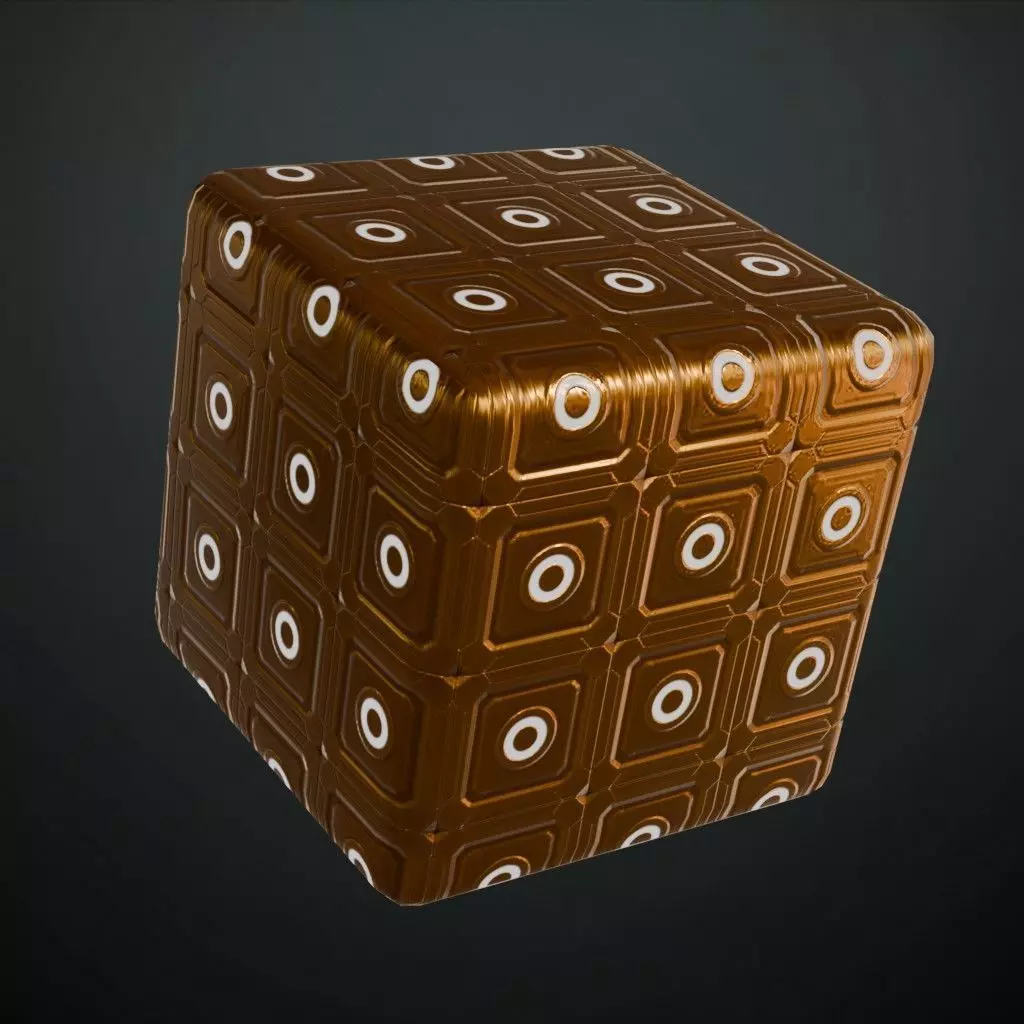 Sci-Fi Copper Panel Glowing PBR Seamless Texture_4