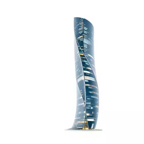 Twisting Glass Tower model pack Low-poly 3D model 2
