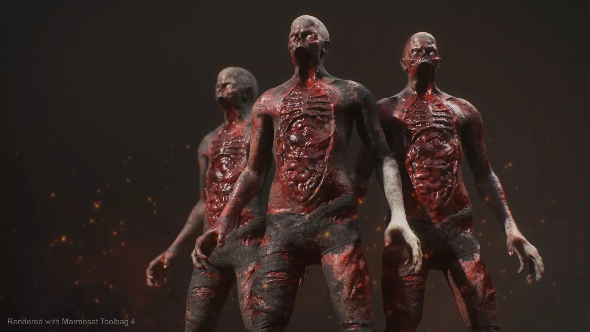 Burnt Zombie 2 Low-poly 3D model_0