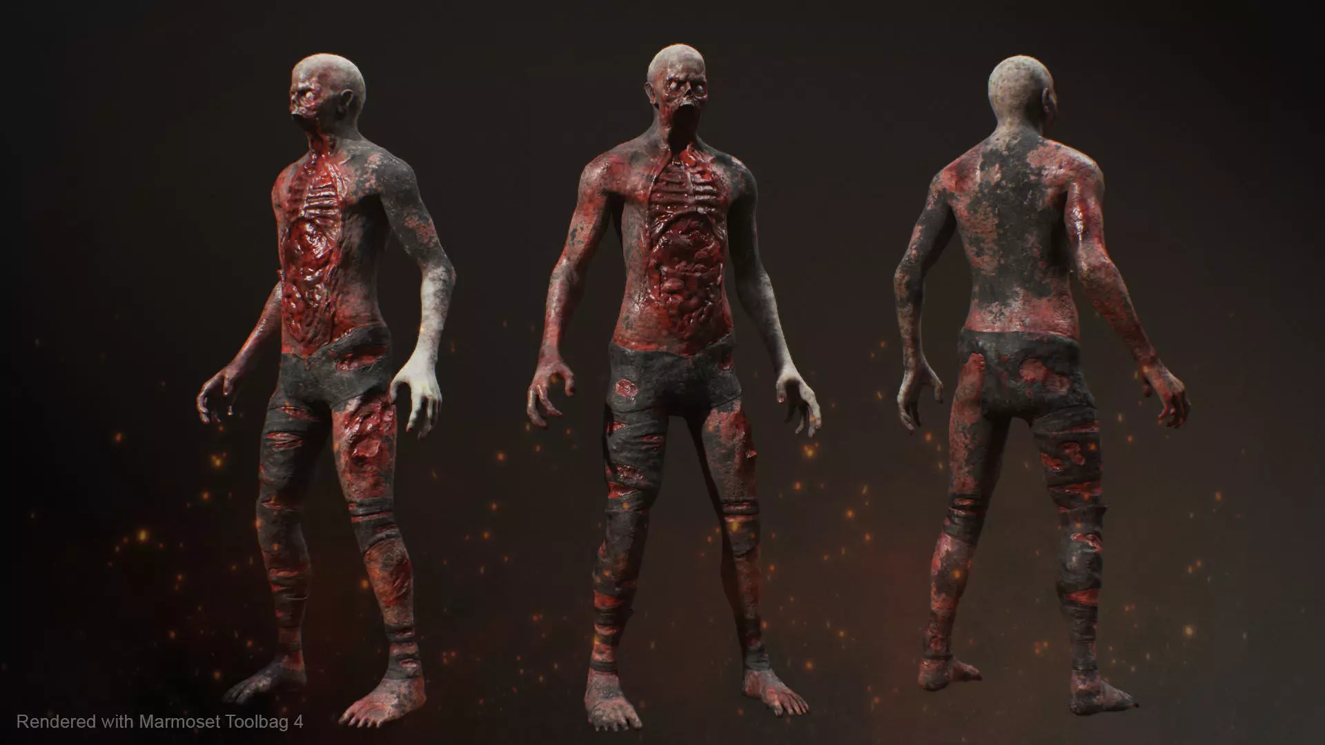 Burnt Zombie 2 Low-poly 3D model_3