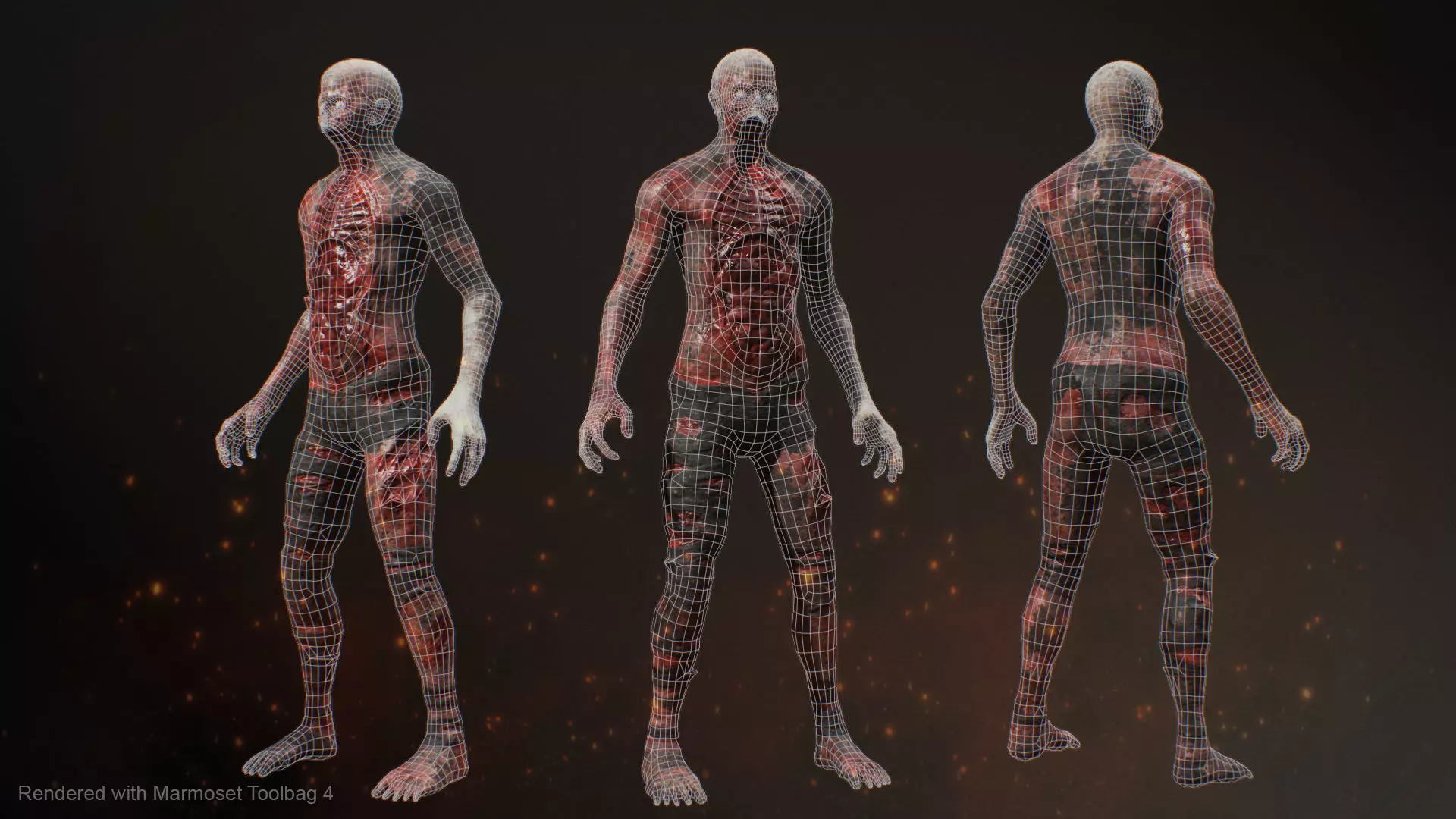 Burnt Zombie 2 Low-poly 3D model_6