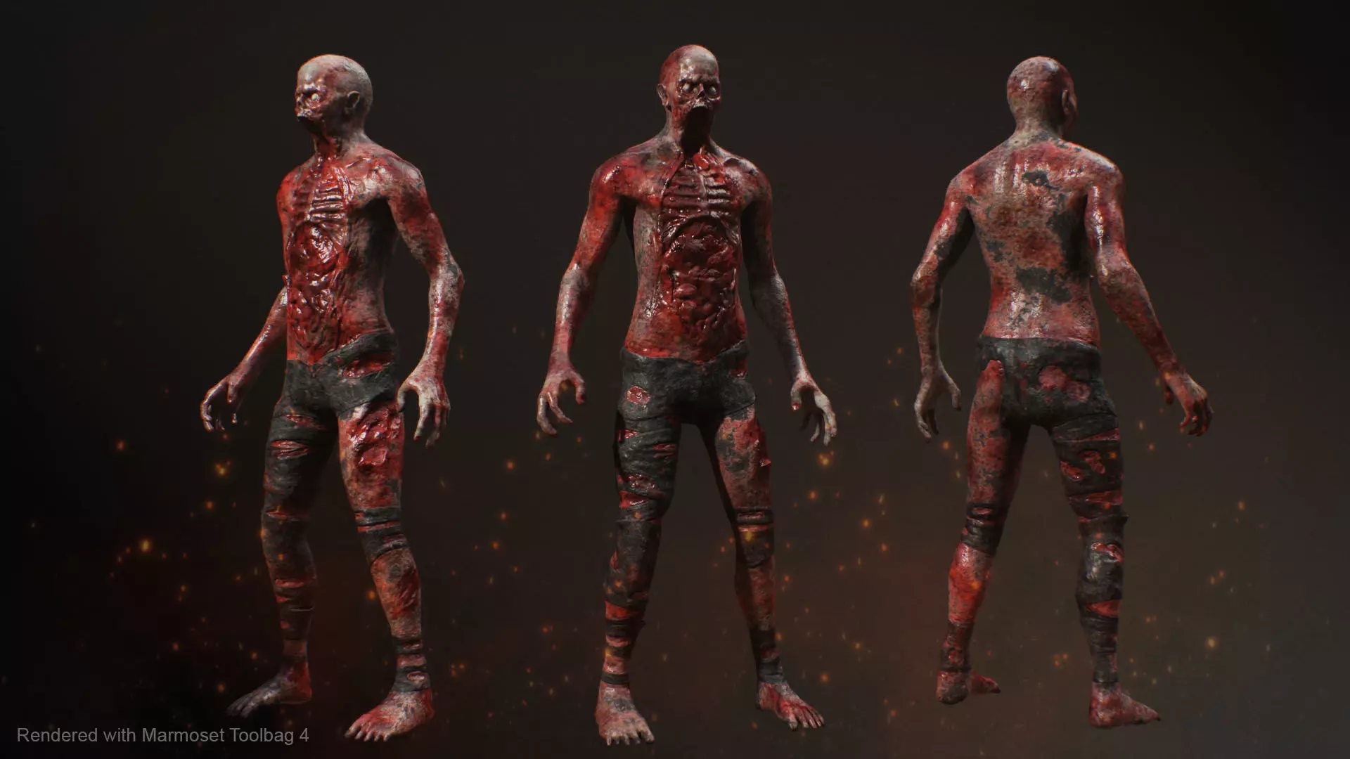 Burnt Zombie 2 Low-poly 3D model_5