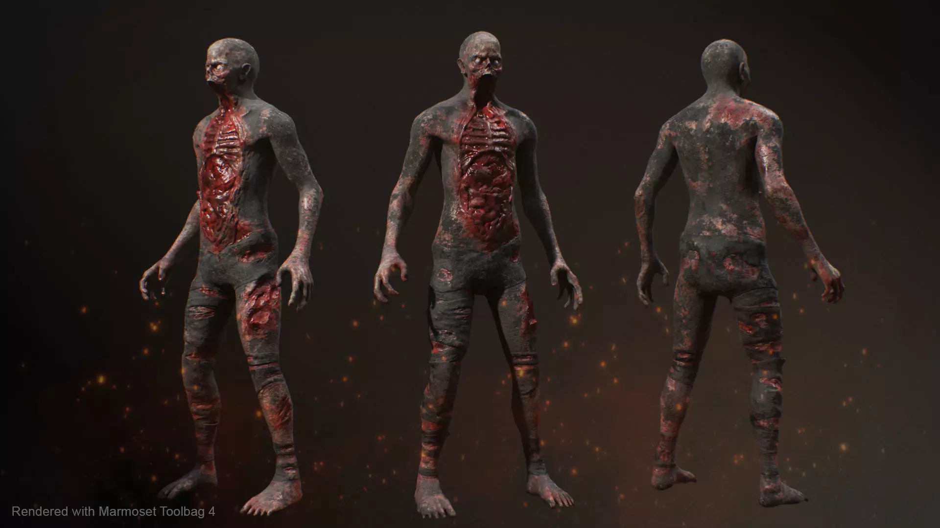 Burnt Zombie 2 Low-poly 3D model_4