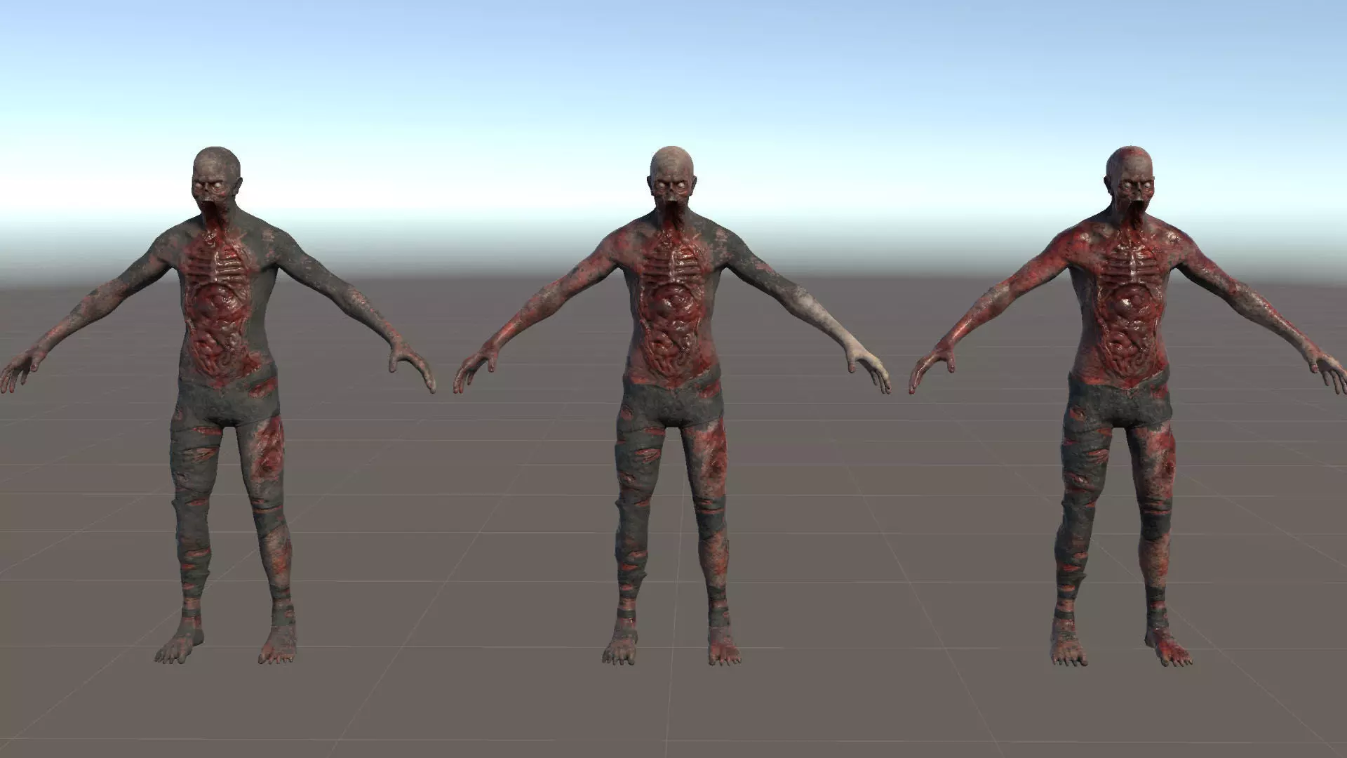 Burnt Zombie 2 Low-poly 3D model_9