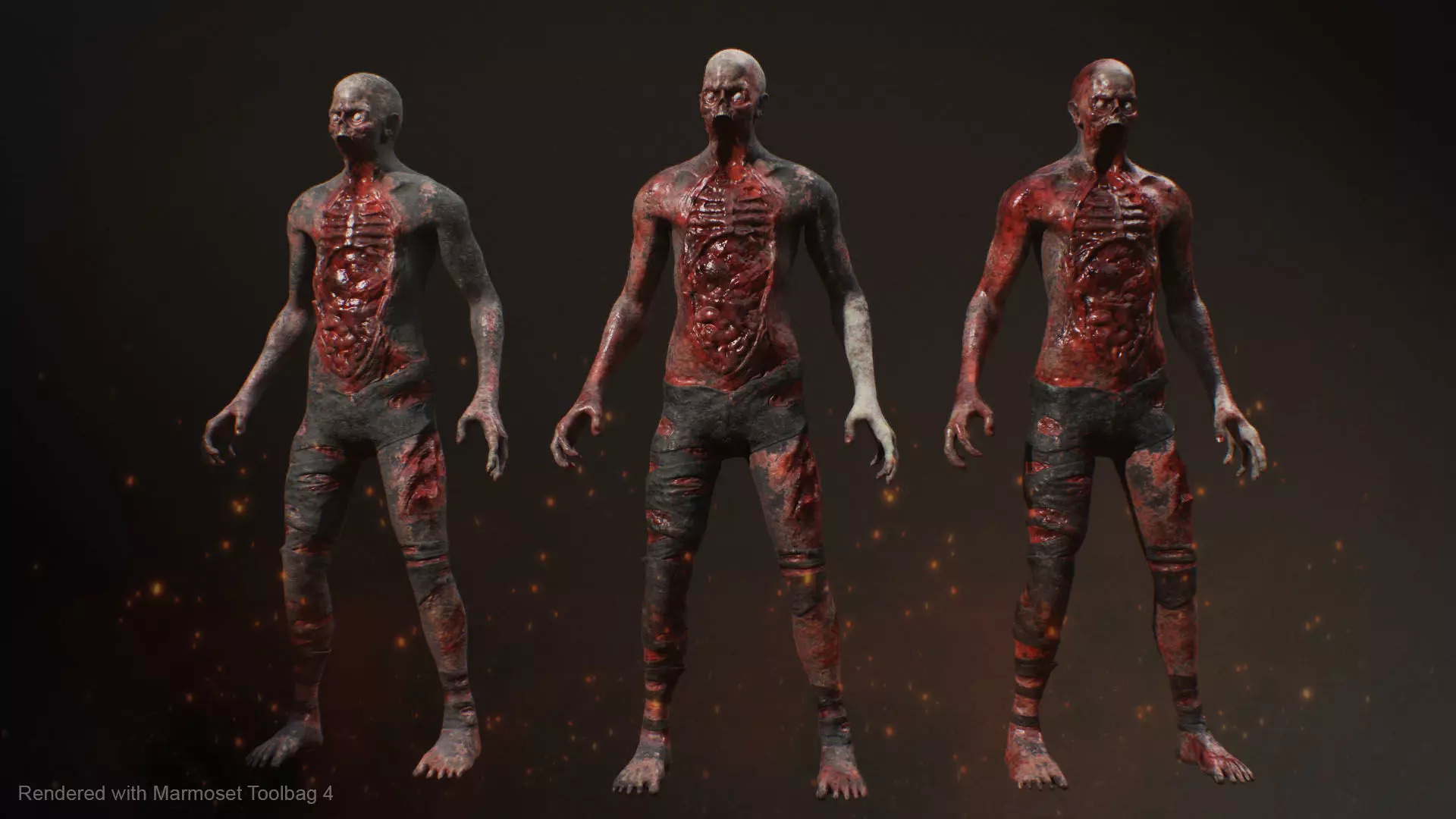 Burnt Zombie 2 Low-poly 3D model_2