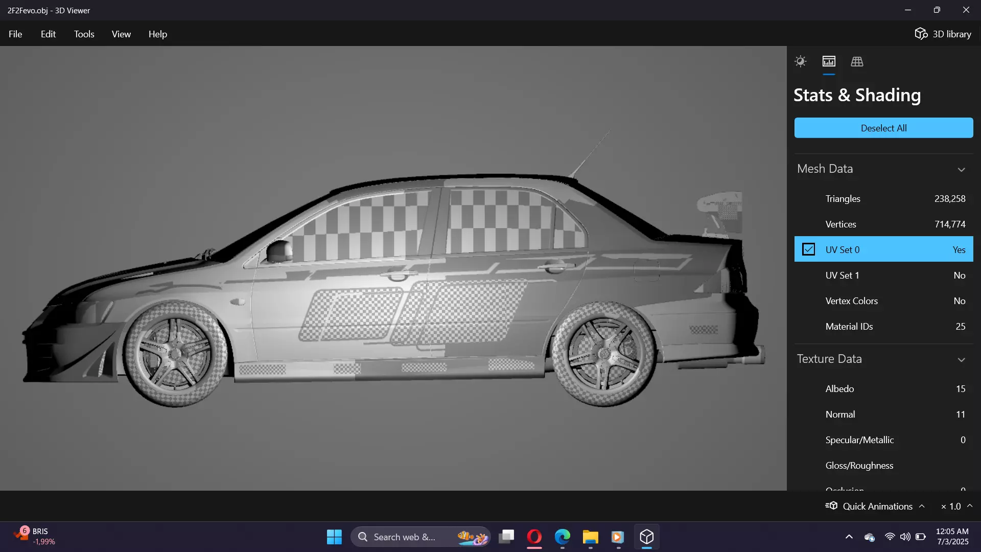 2 Fast 2 Furious Mitsubishi Lancer Evo VII Low-poly 3D model_26