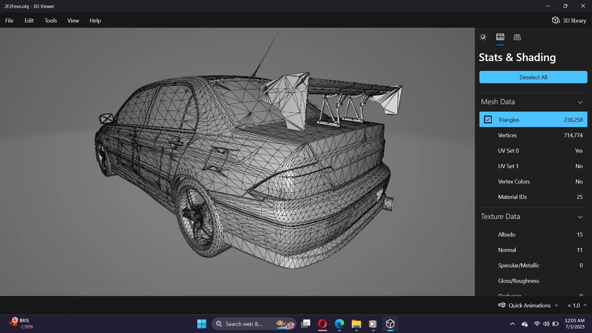 2 Fast 2 Furious Mitsubishi Lancer Evo VII Low-poly 3D model_25