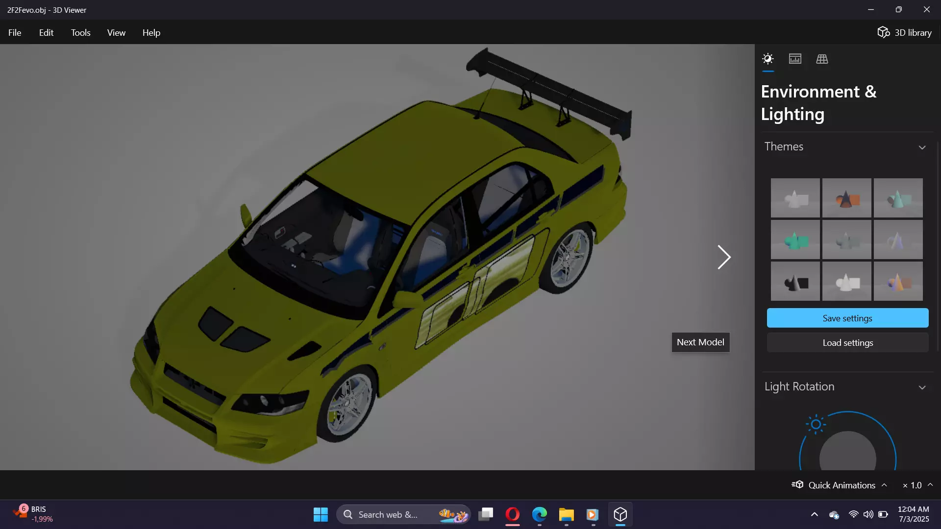 2 Fast 2 Furious Mitsubishi Lancer Evo VII Low-poly 3D model_24