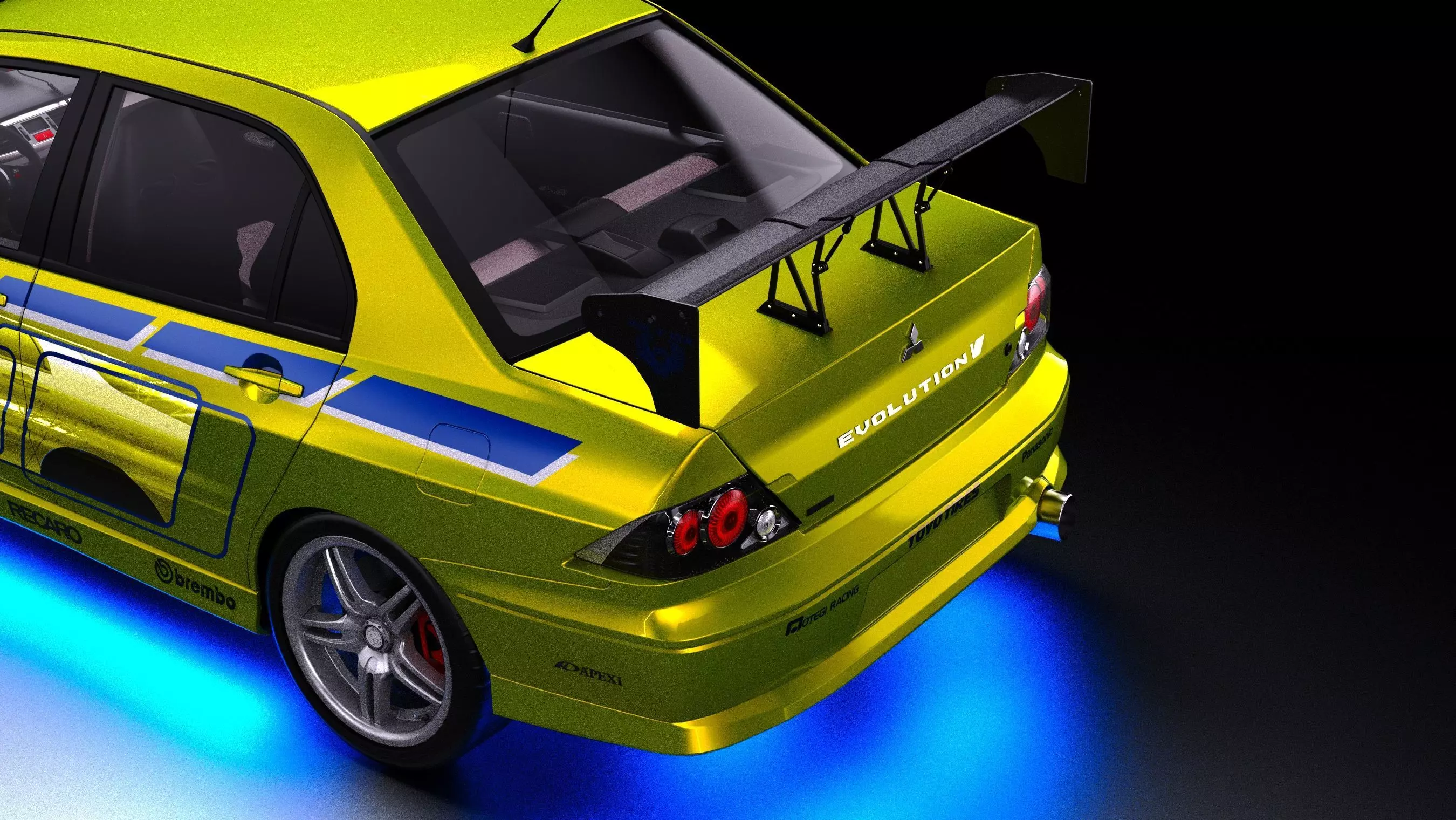 2 Fast 2 Furious Mitsubishi Lancer Evo VII Low-poly 3D model_5