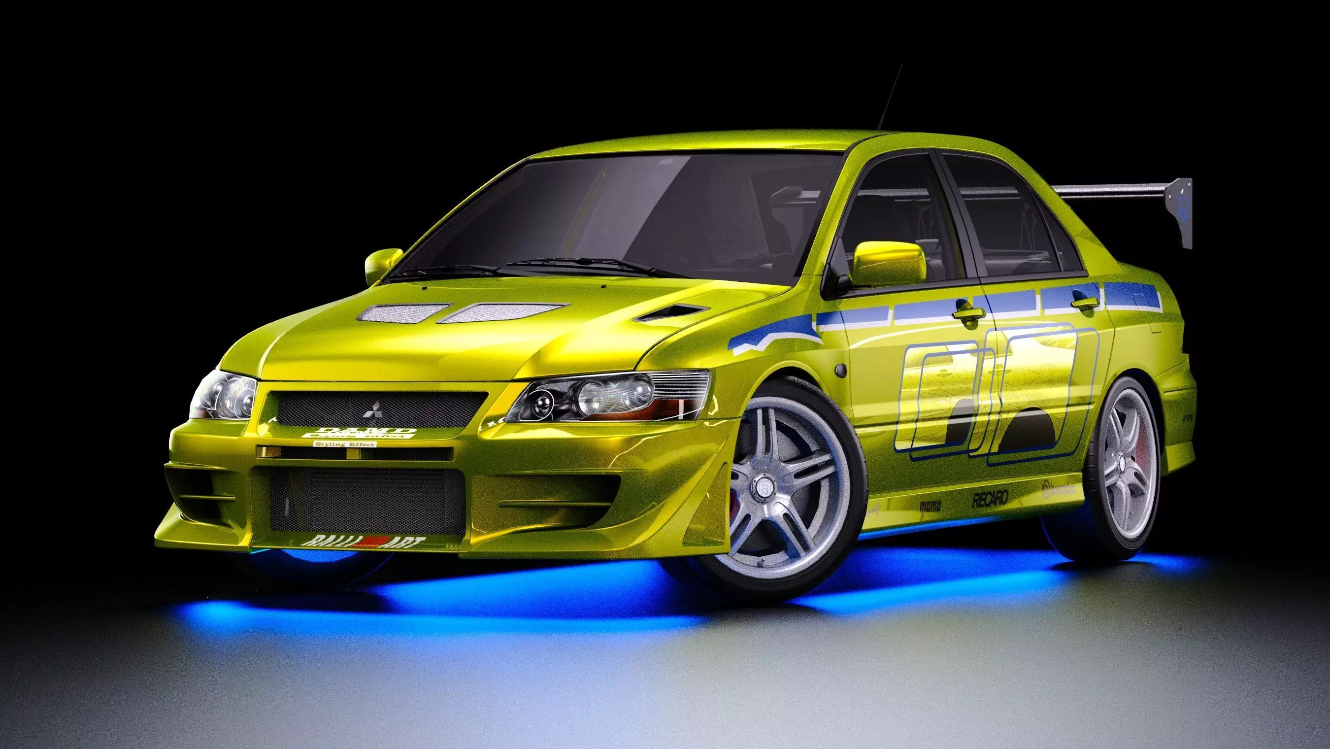 2 Fast 2 Furious Mitsubishi Lancer Evo VII Low-poly 3D model_3