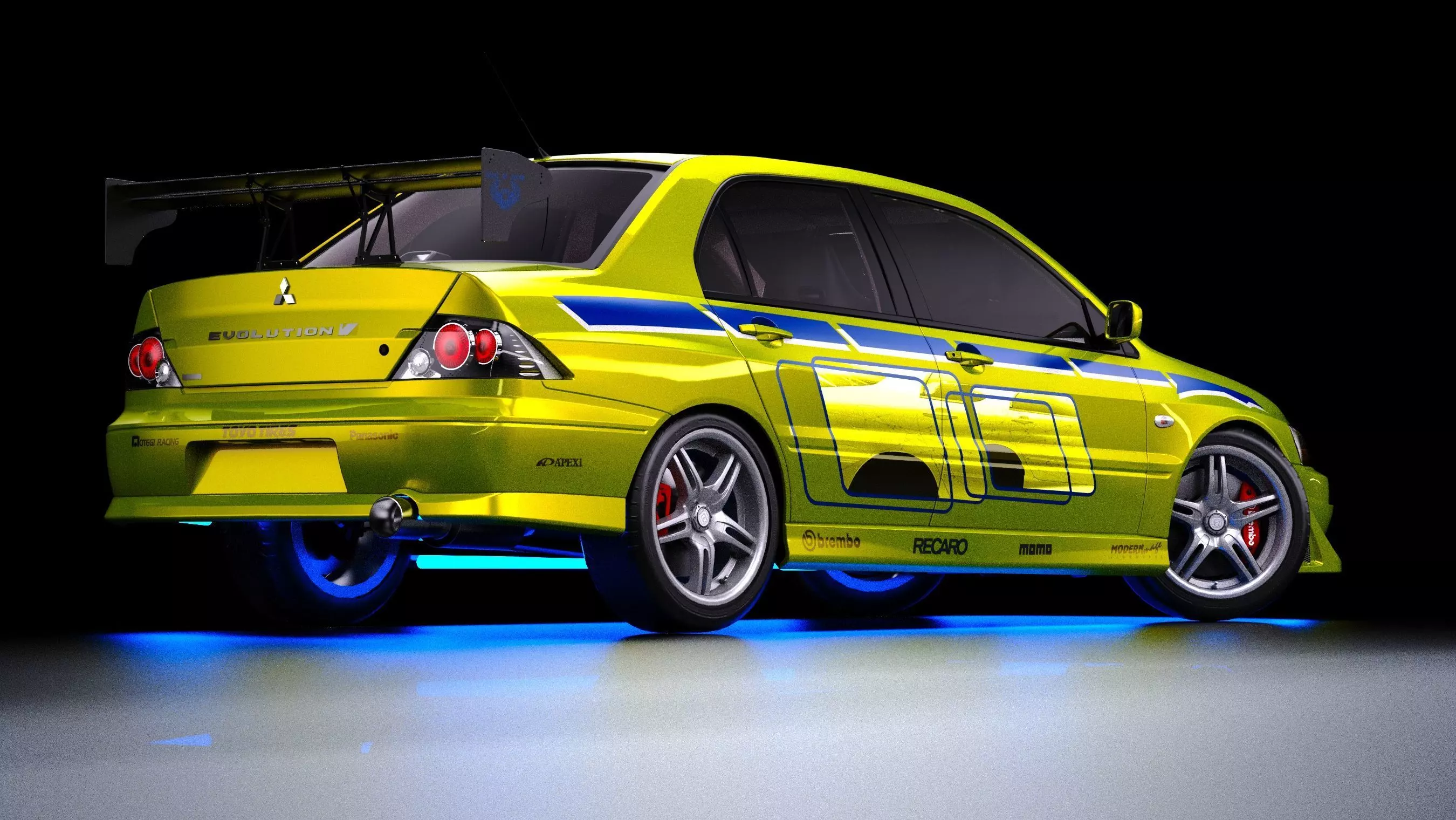 2 Fast 2 Furious Mitsubishi Lancer Evo VII Low-poly 3D model_4