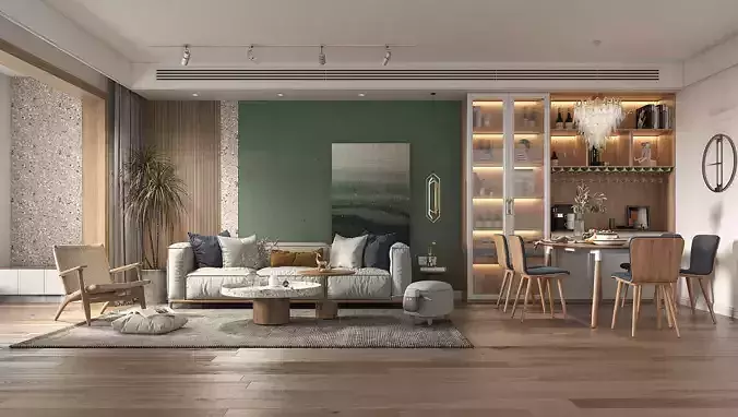 Living Room and Dining Room Scene 2