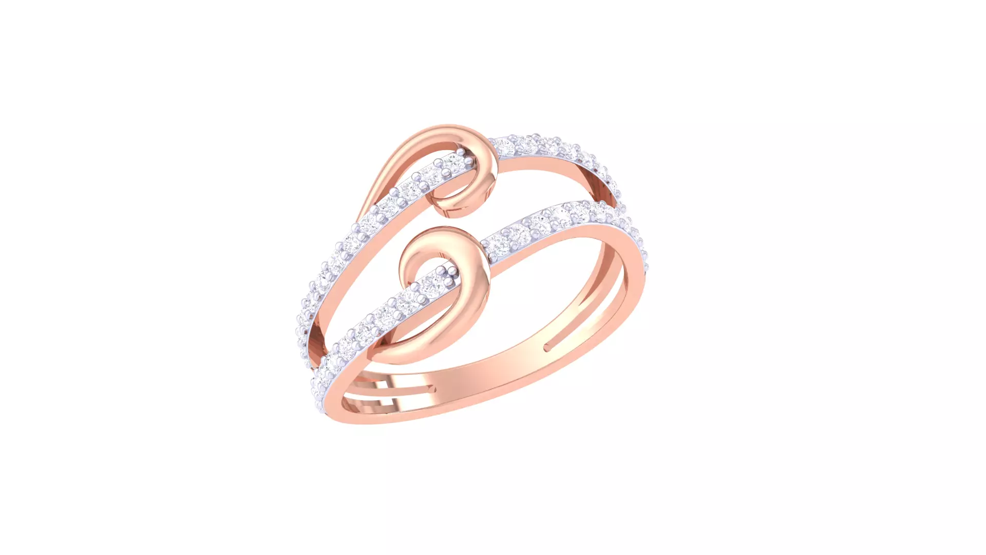 Luxury Double-Band Diamond Ring CAD File for Casting Free 3D print model