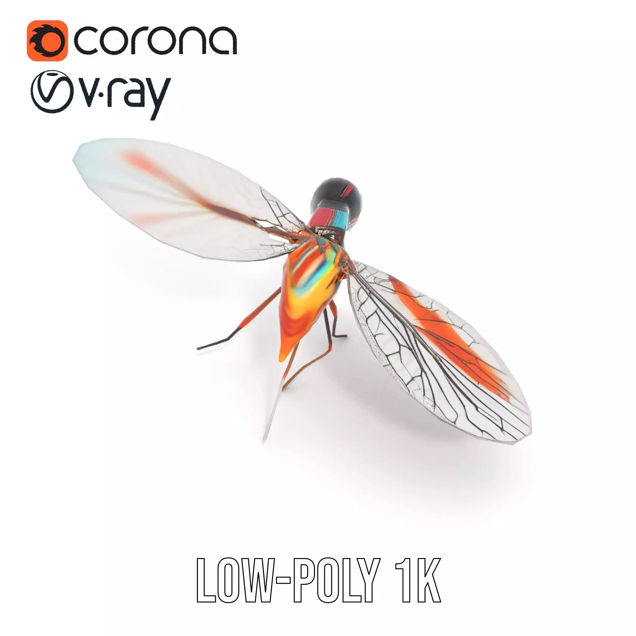 Colorful Dragonfly model pack Low-poly 3D model_10