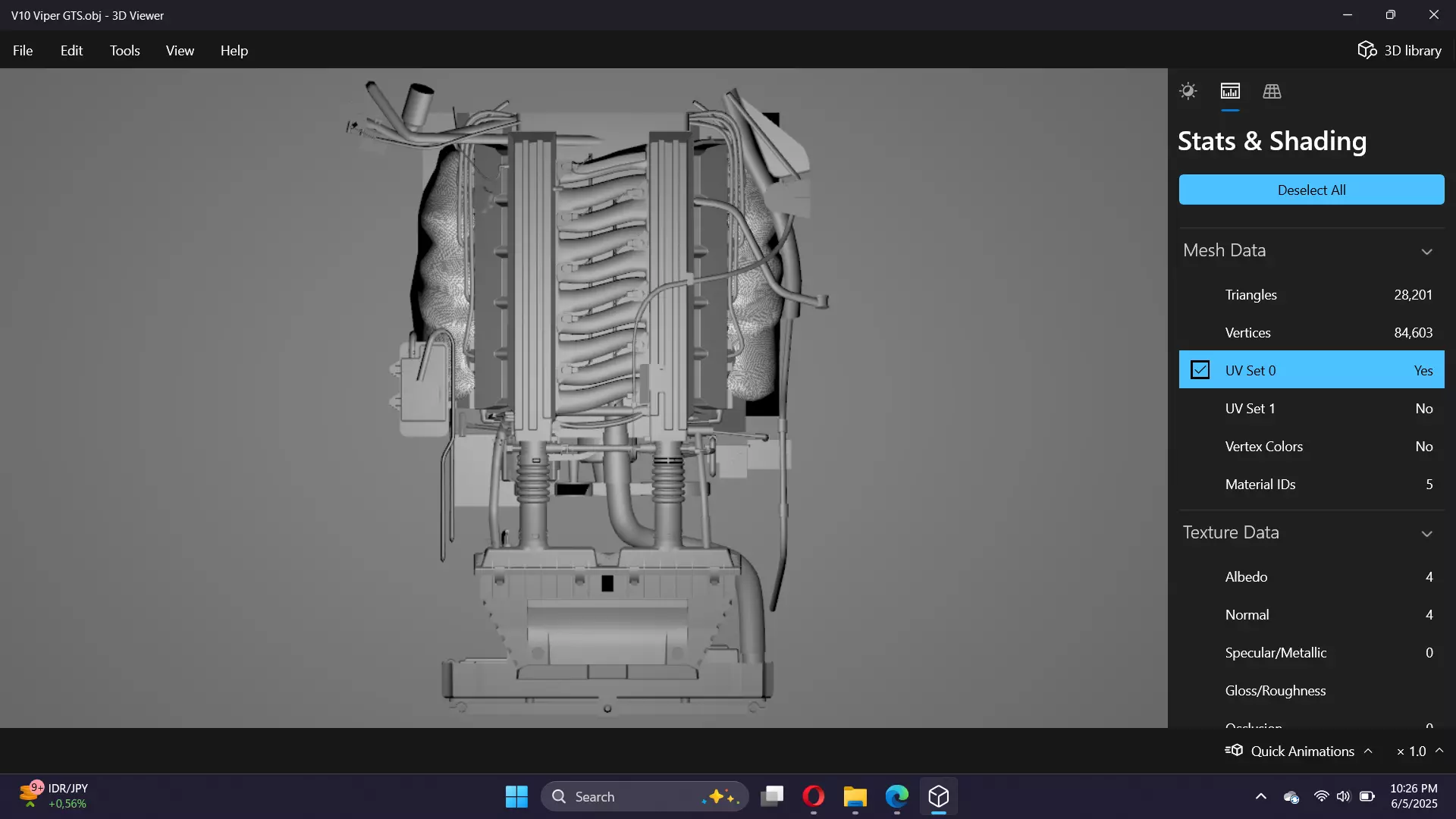 Dodge Viper V10 Engine Low-poly 3D model_13