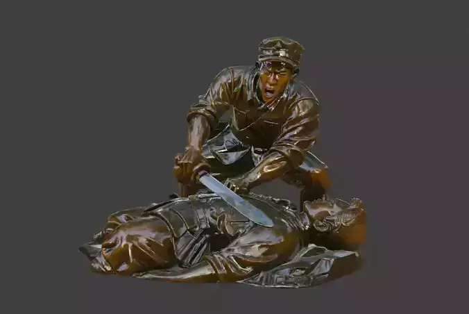 Military sculpture warrior  military battle war hero  soldier