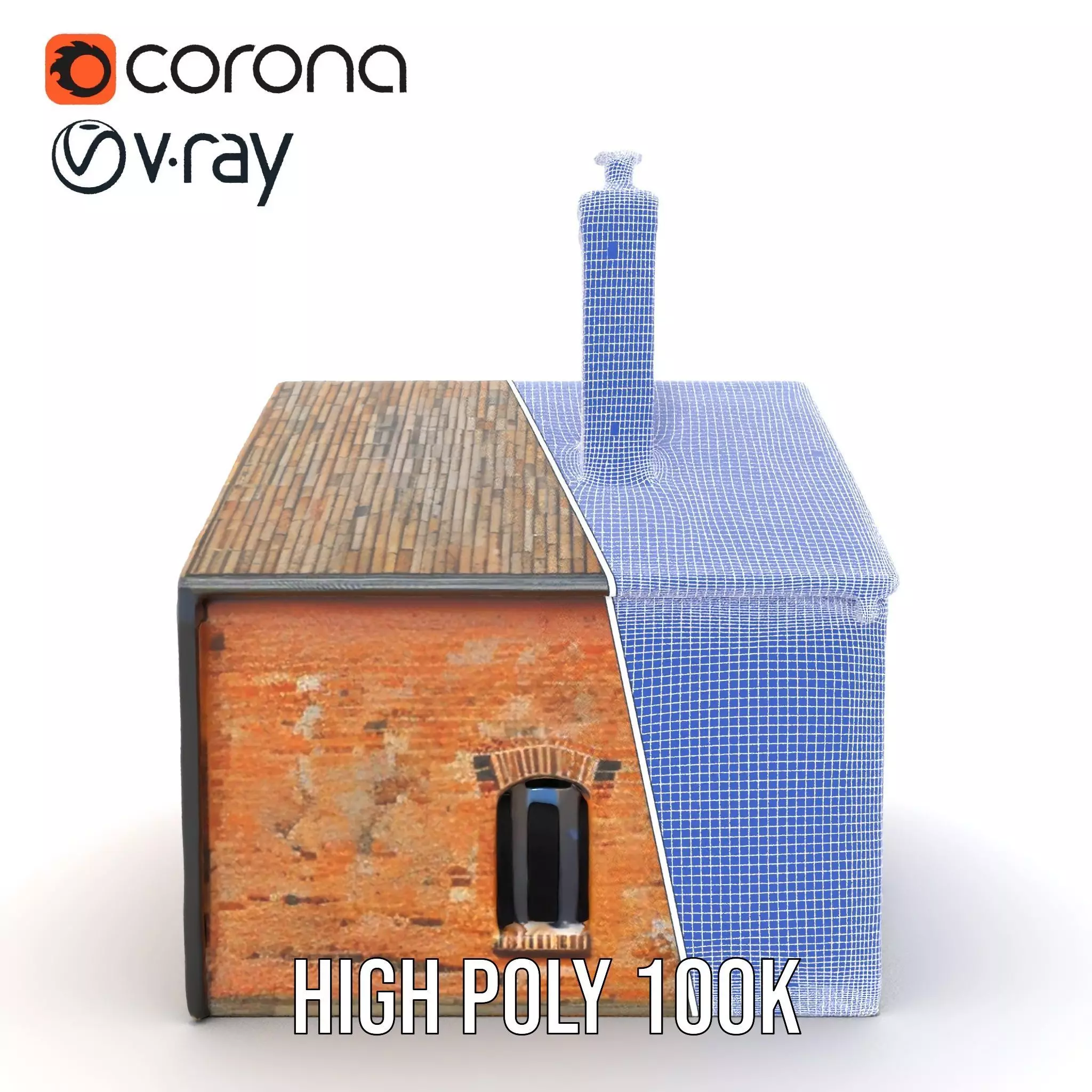 Rustic Brick House model pack Low-poly 3D model_33