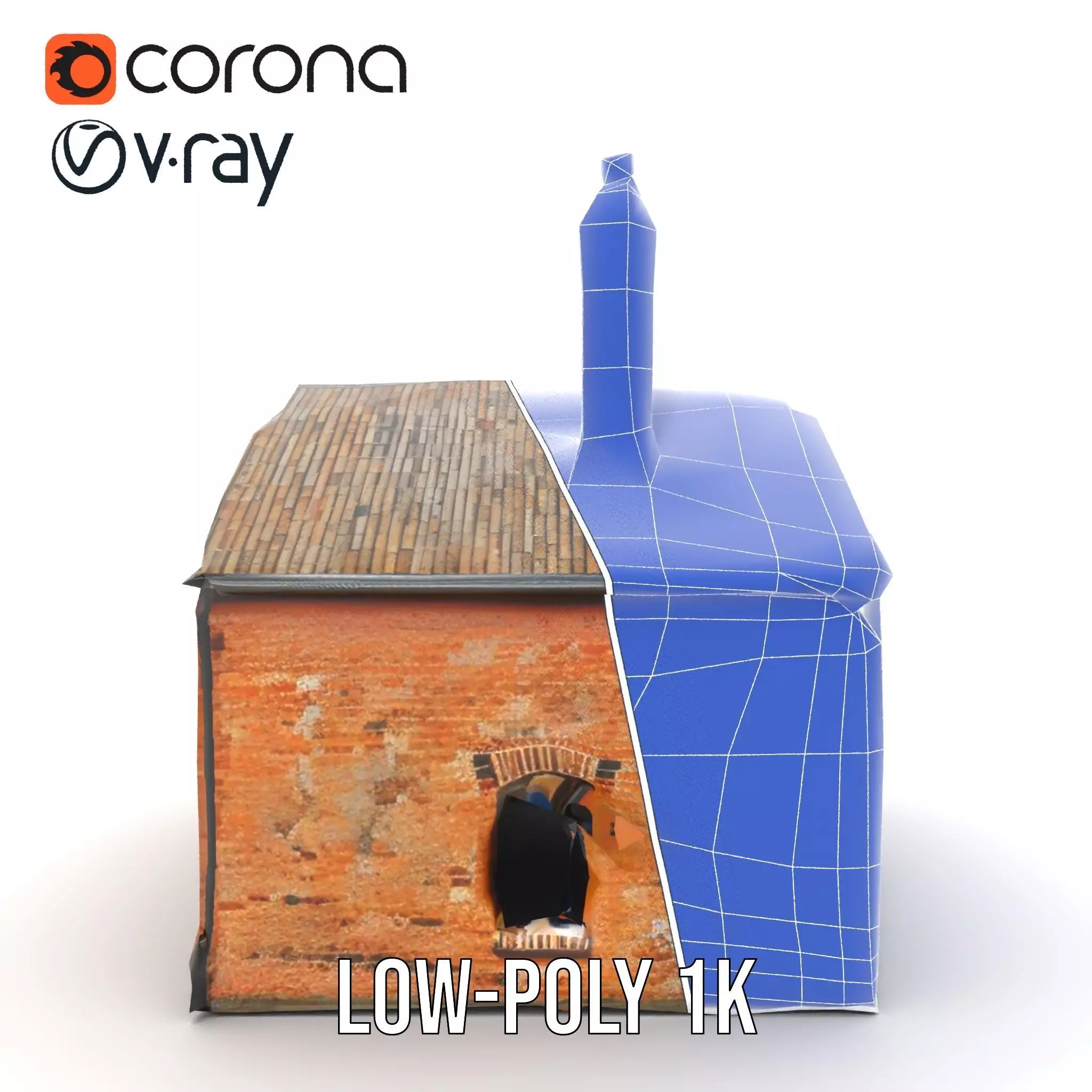 Rustic Brick House model pack Low-poly 3D model_15