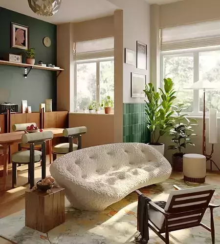 Southeast Asian   style living room