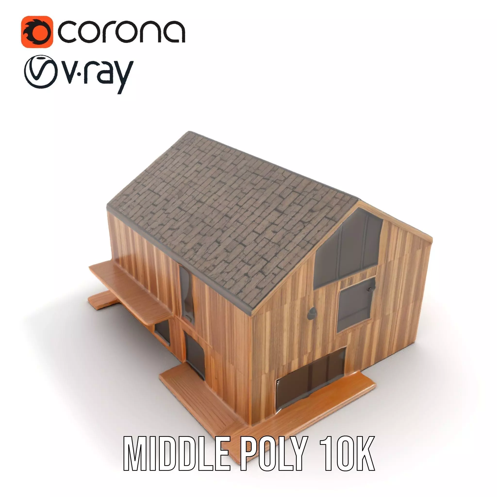 Modern Wooden House model pack Low-poly 3D model_6
