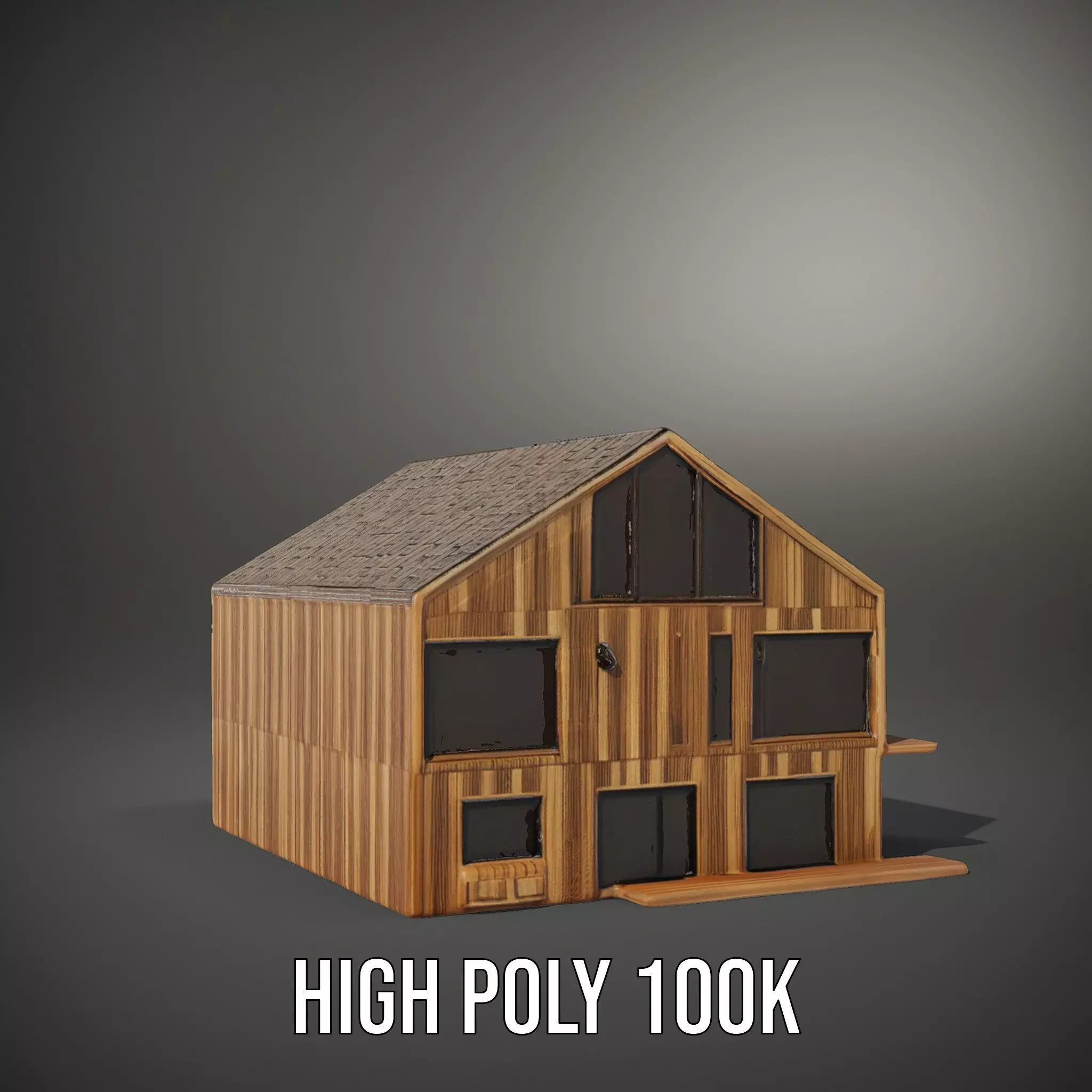 Modern Wooden House model pack Low-poly 3D model_11