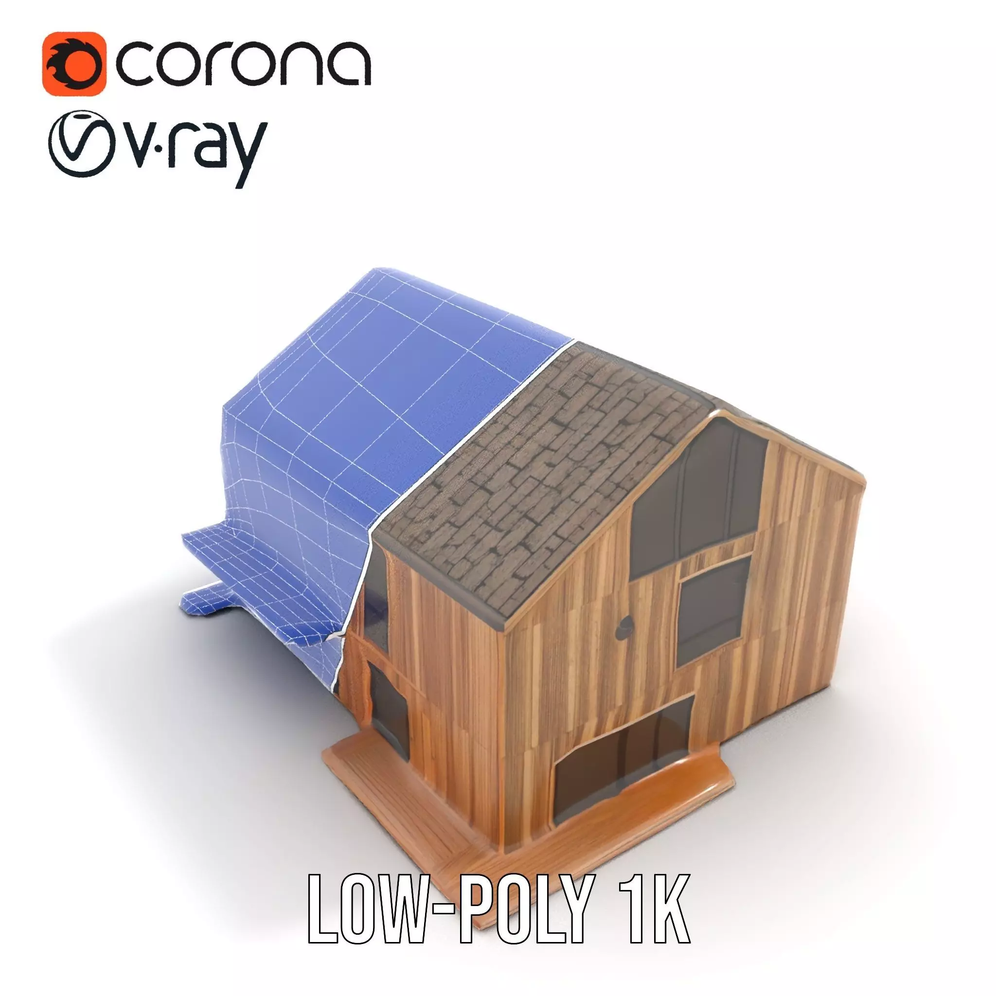 Modern Wooden House model pack Low-poly 3D model_26