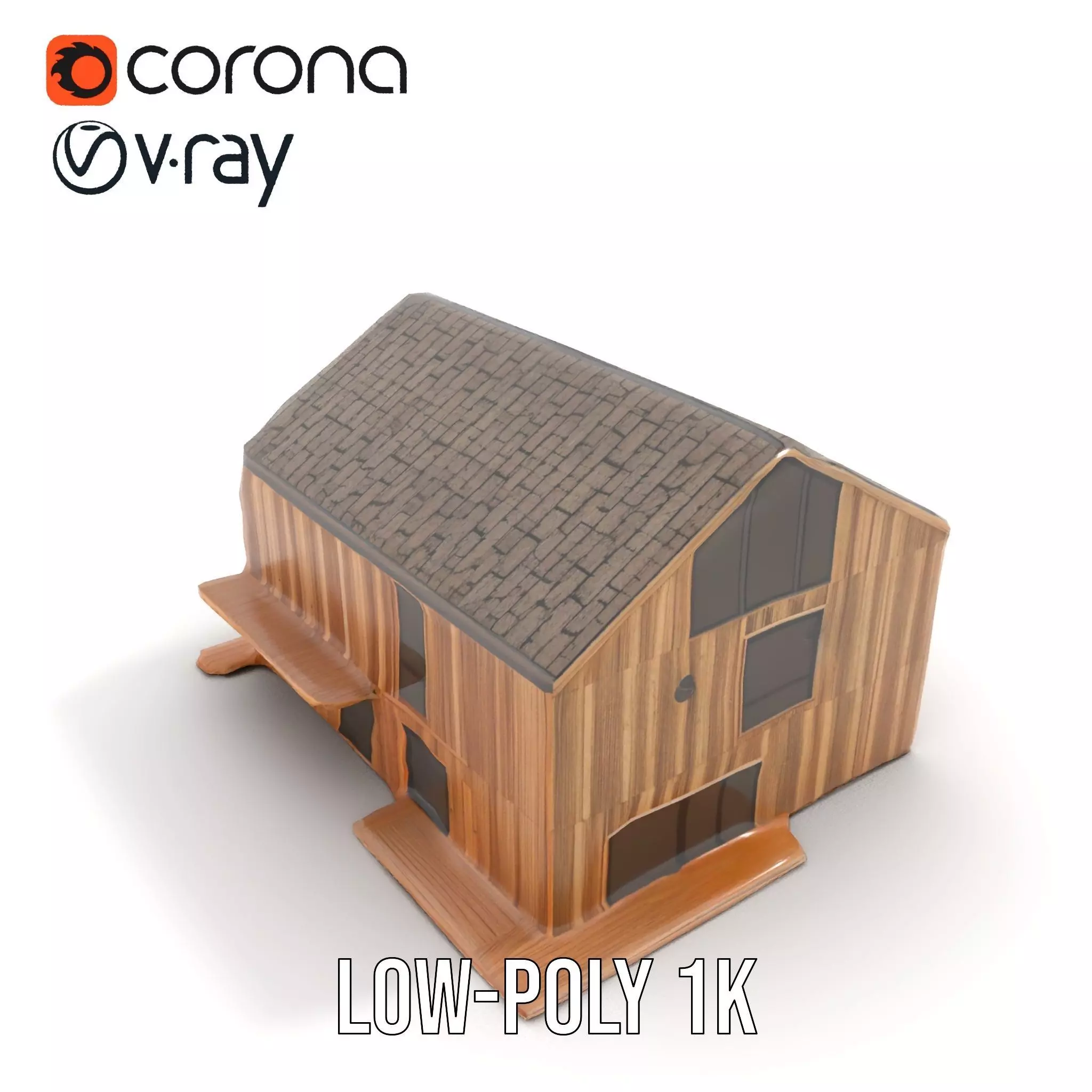 Modern Wooden House model pack Low-poly 3D model_13