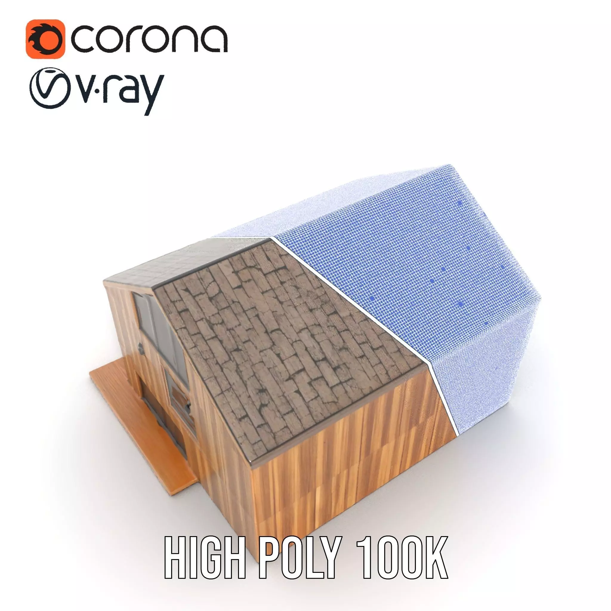 Modern Wooden House model pack Low-poly 3D model_33