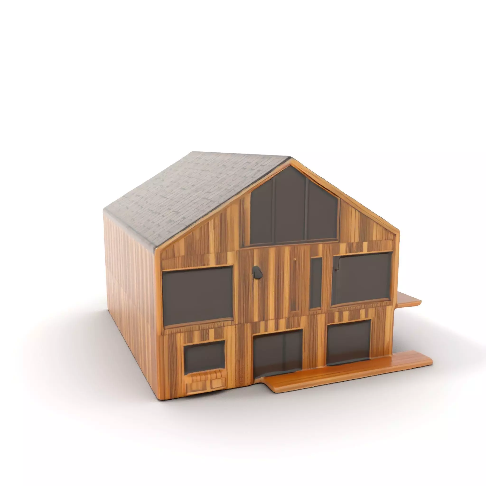 Modern Wooden House model pack Low-poly 3D model_0