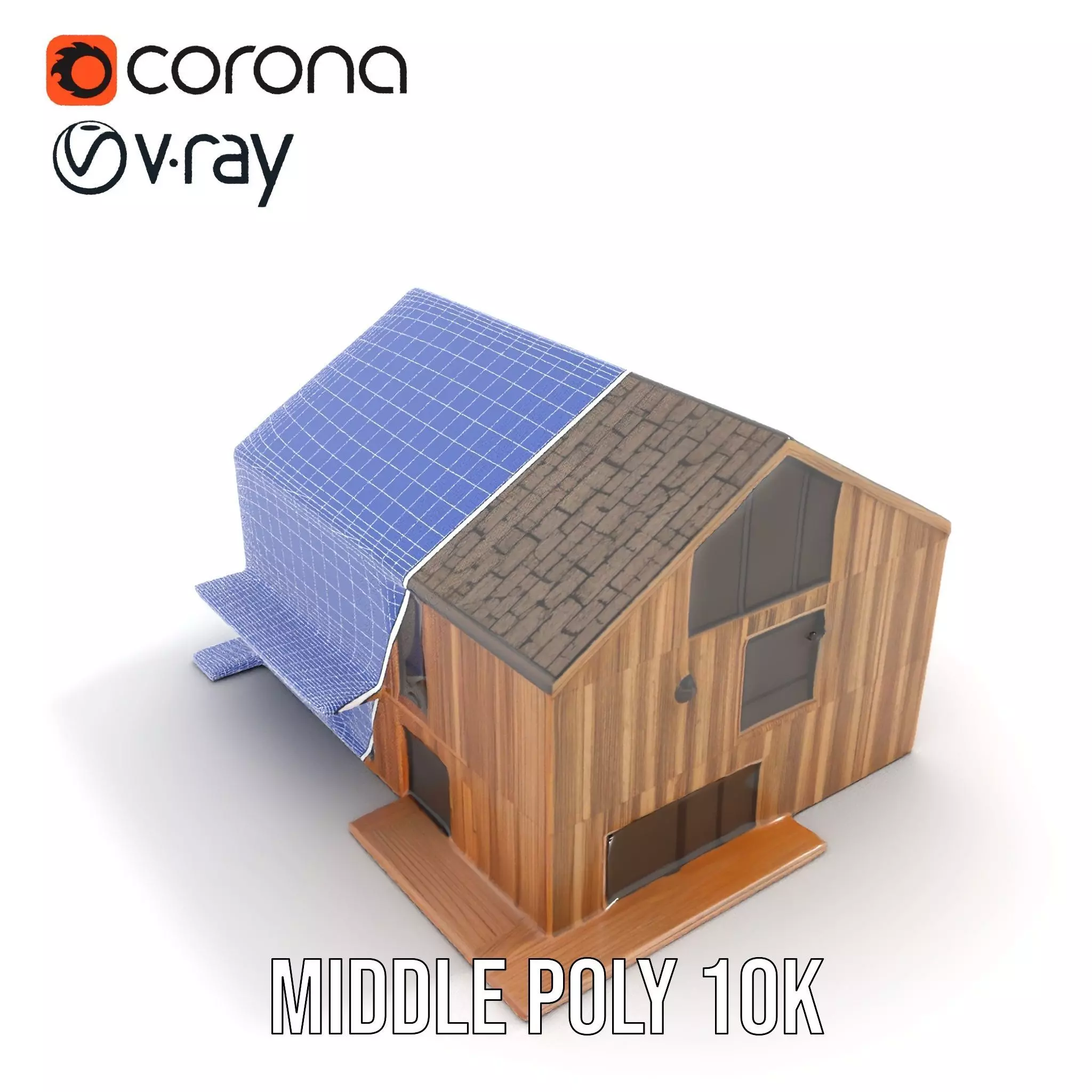Modern Wooden House model pack Low-poly 3D model_25