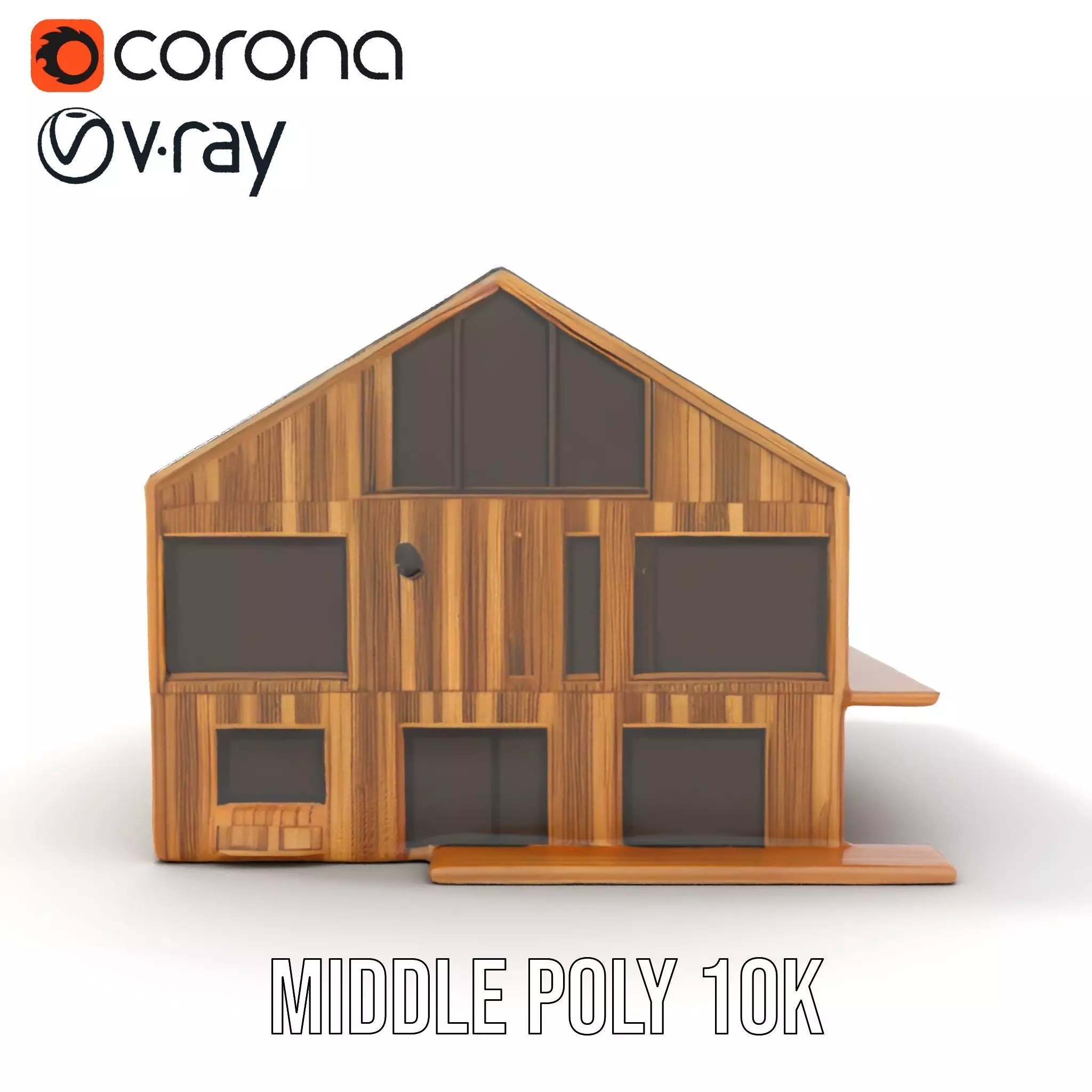 Modern Wooden House model pack Low-poly 3D model_7