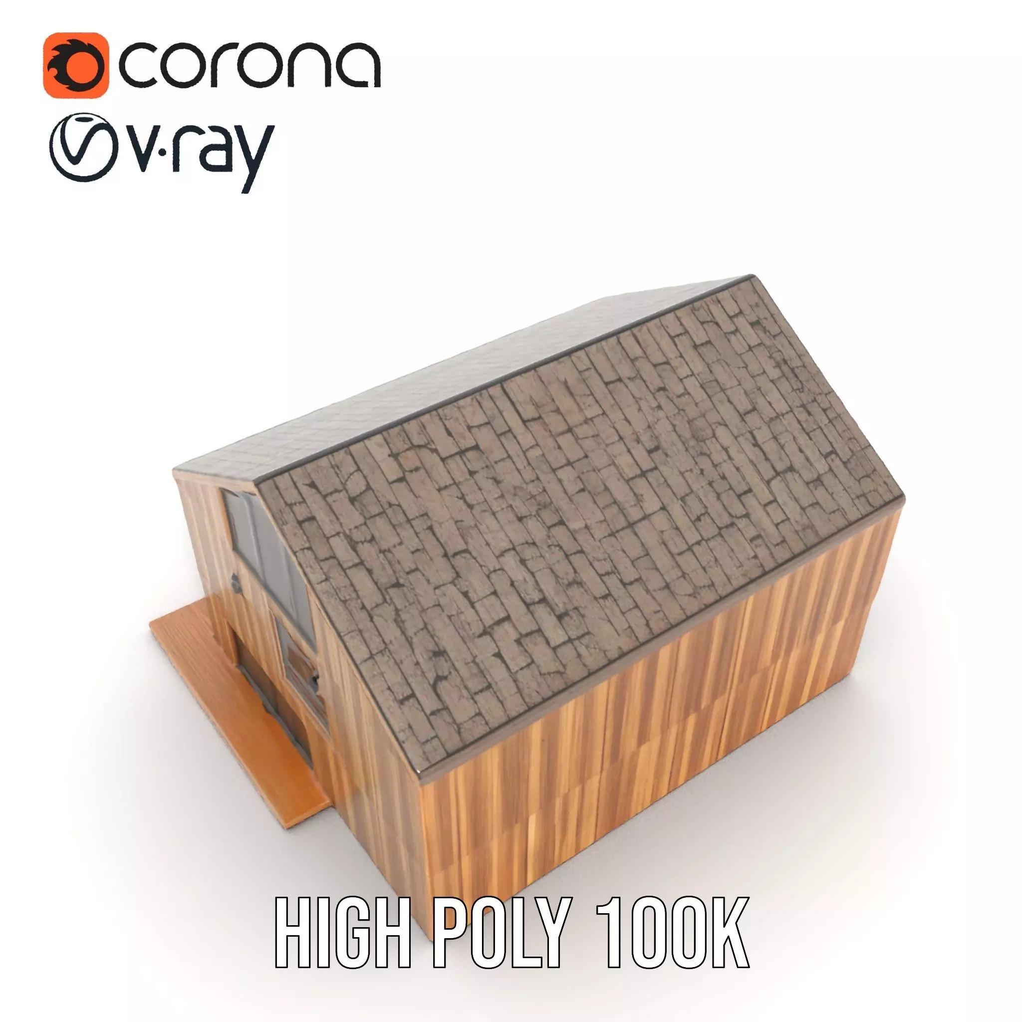 Modern Wooden House model pack Low-poly 3D model_19