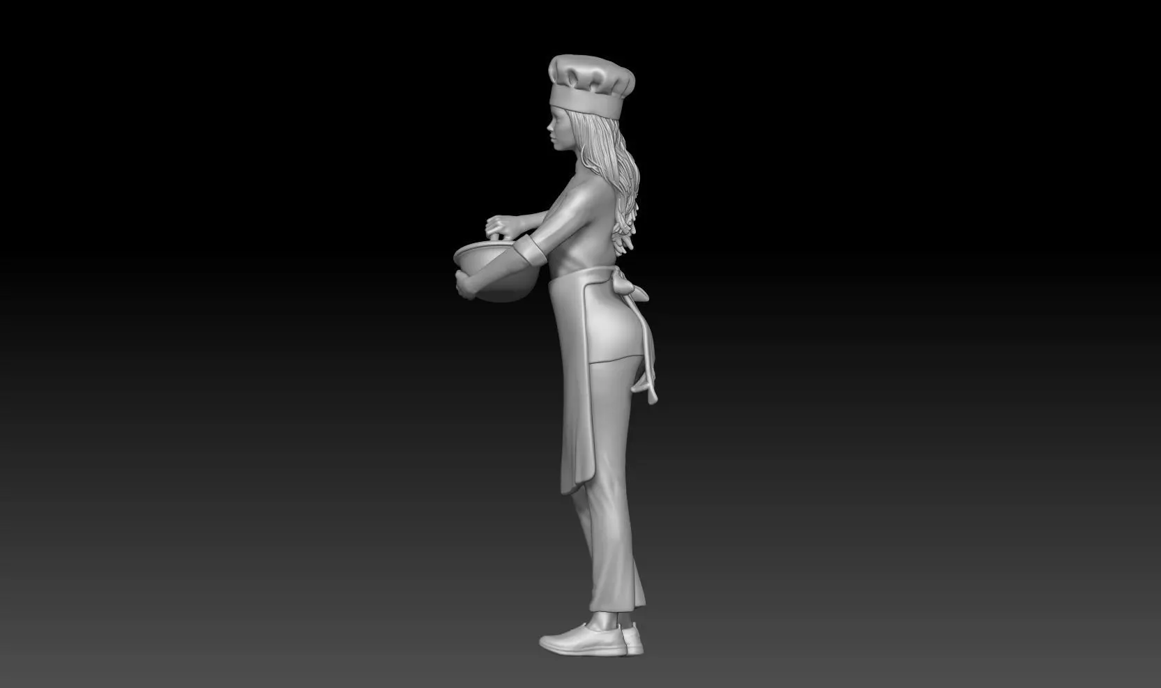 pastry chef girl 1 3D print model_1