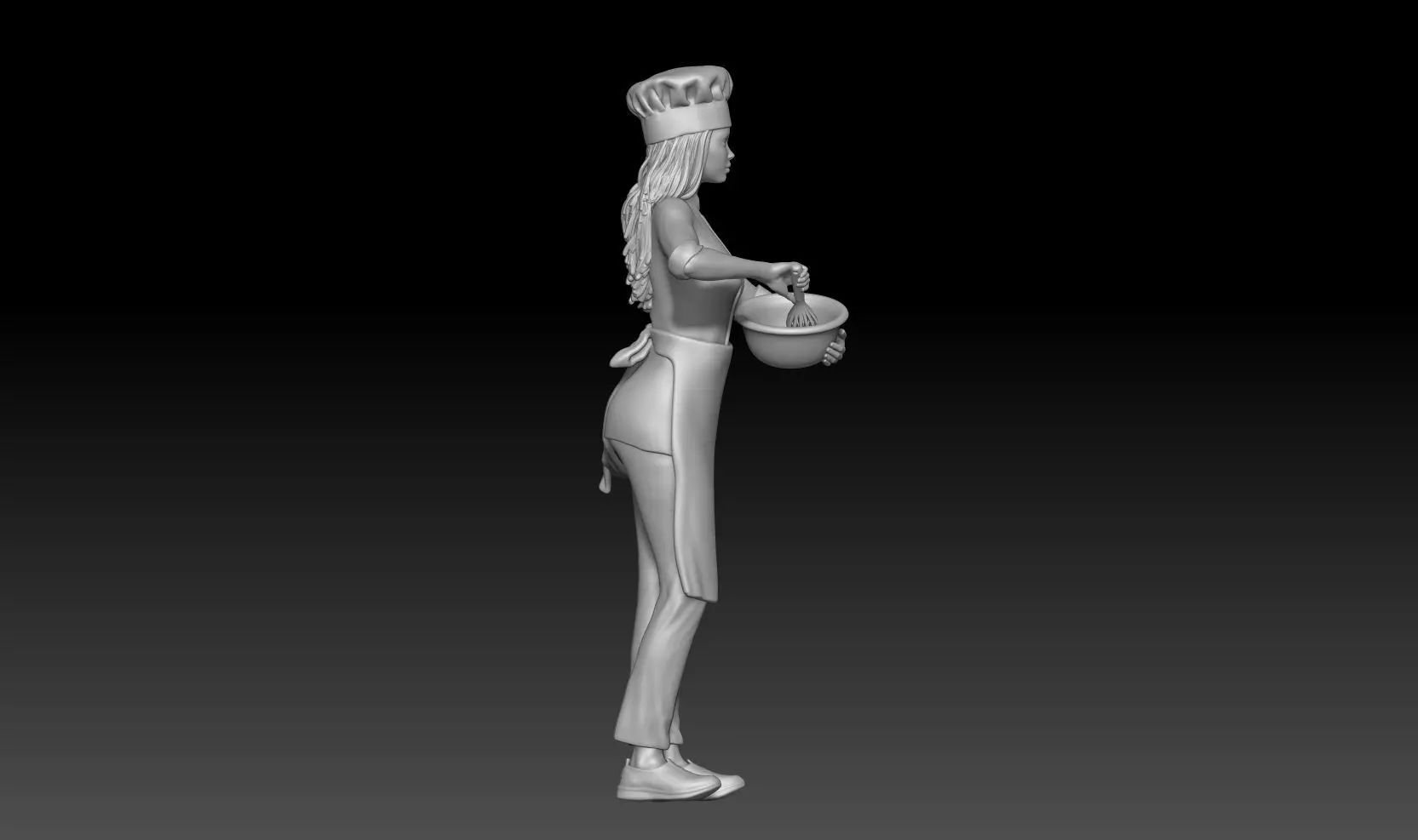 pastry chef girl 1 3D print model_3