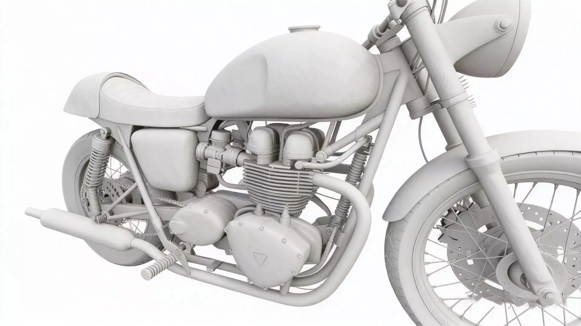 Retro Motorbike Cafe Racer 3D model_11