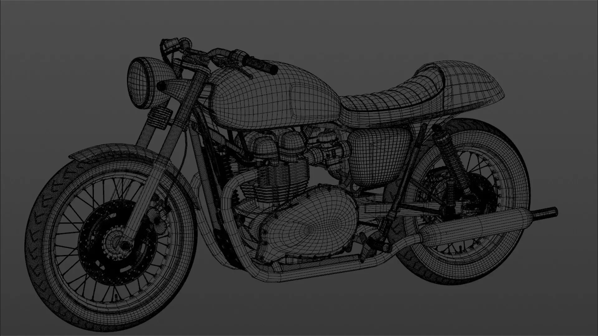 Retro Motorbike Cafe Racer 3D model_13