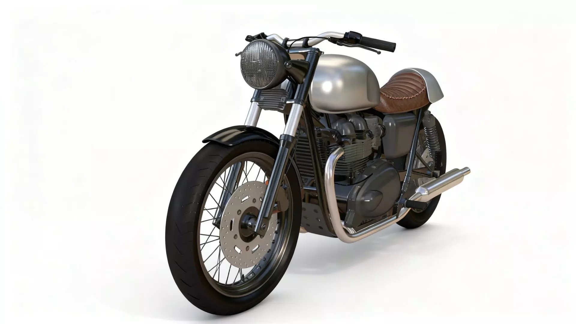 Retro Motorbike Cafe Racer 3D model_7