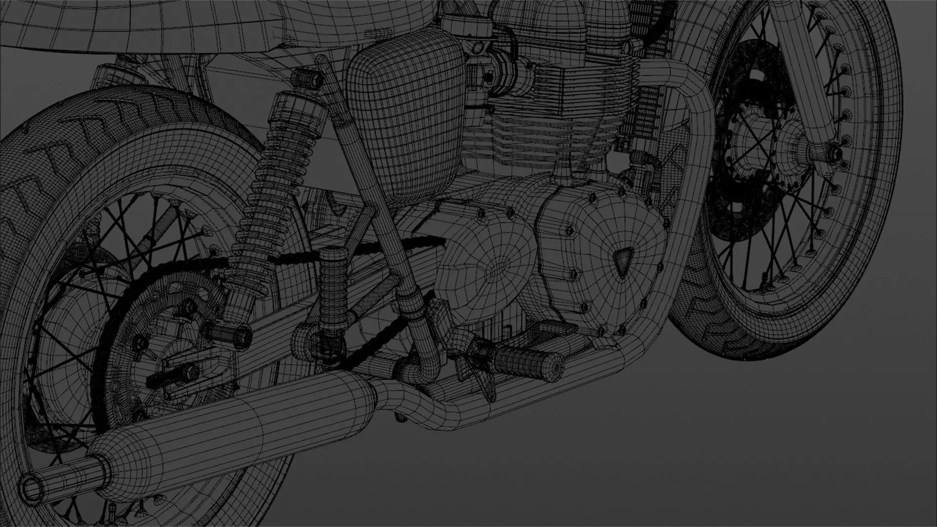 Retro Motorbike Cafe Racer 3D model_14