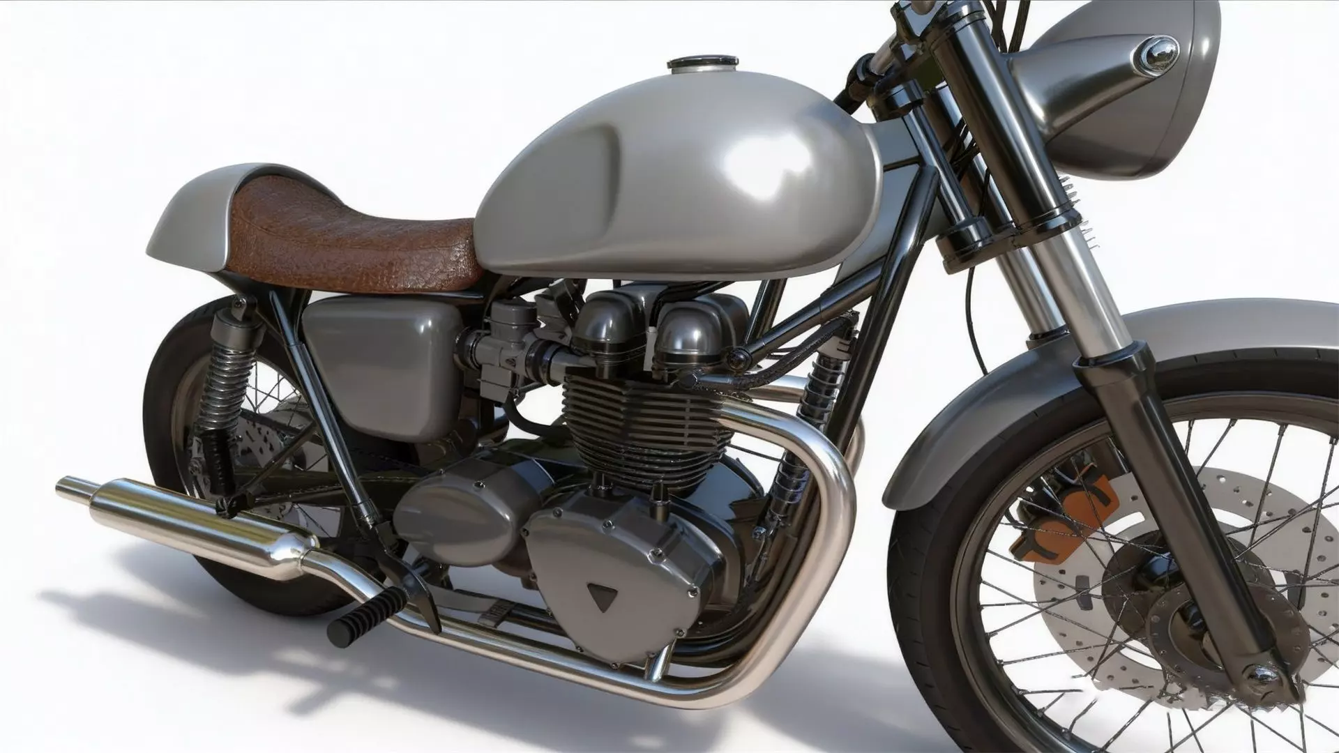 Retro Motorbike Cafe Racer 3D model_2
