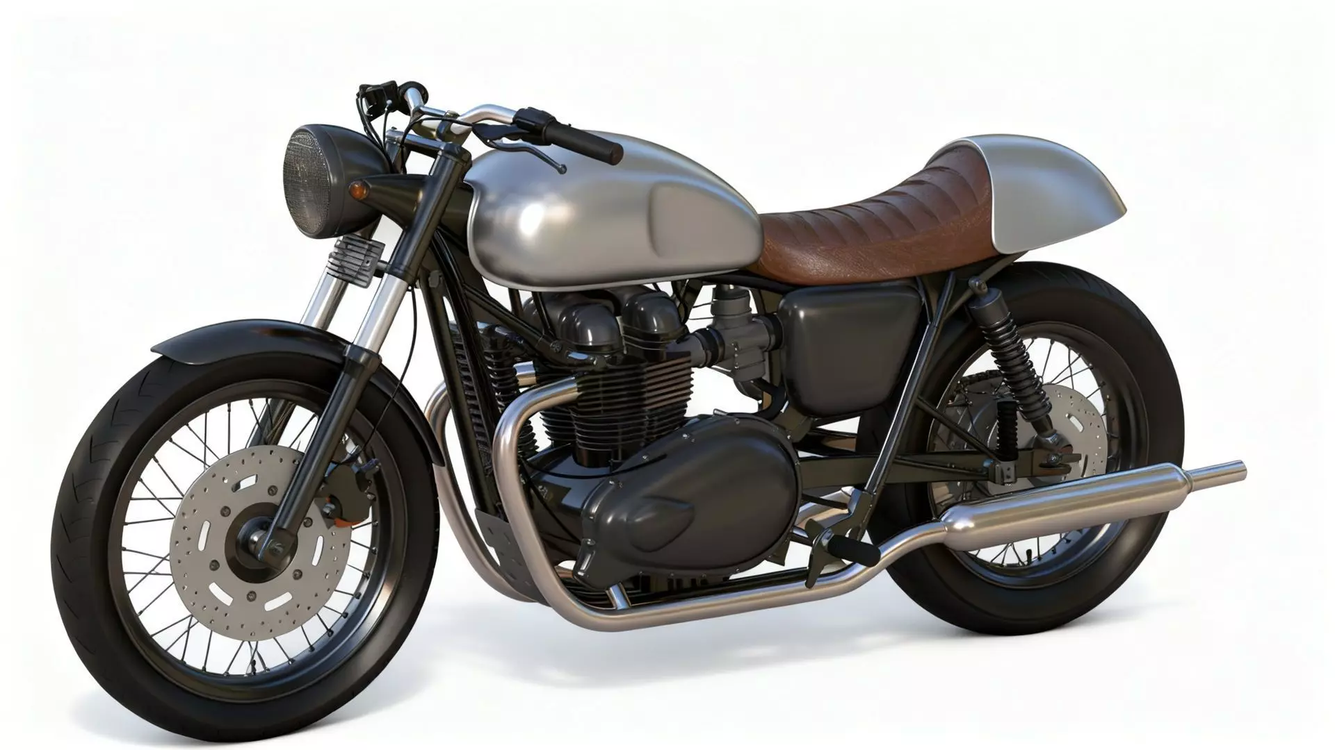 Retro Motorbike Cafe Racer 3D model_0
